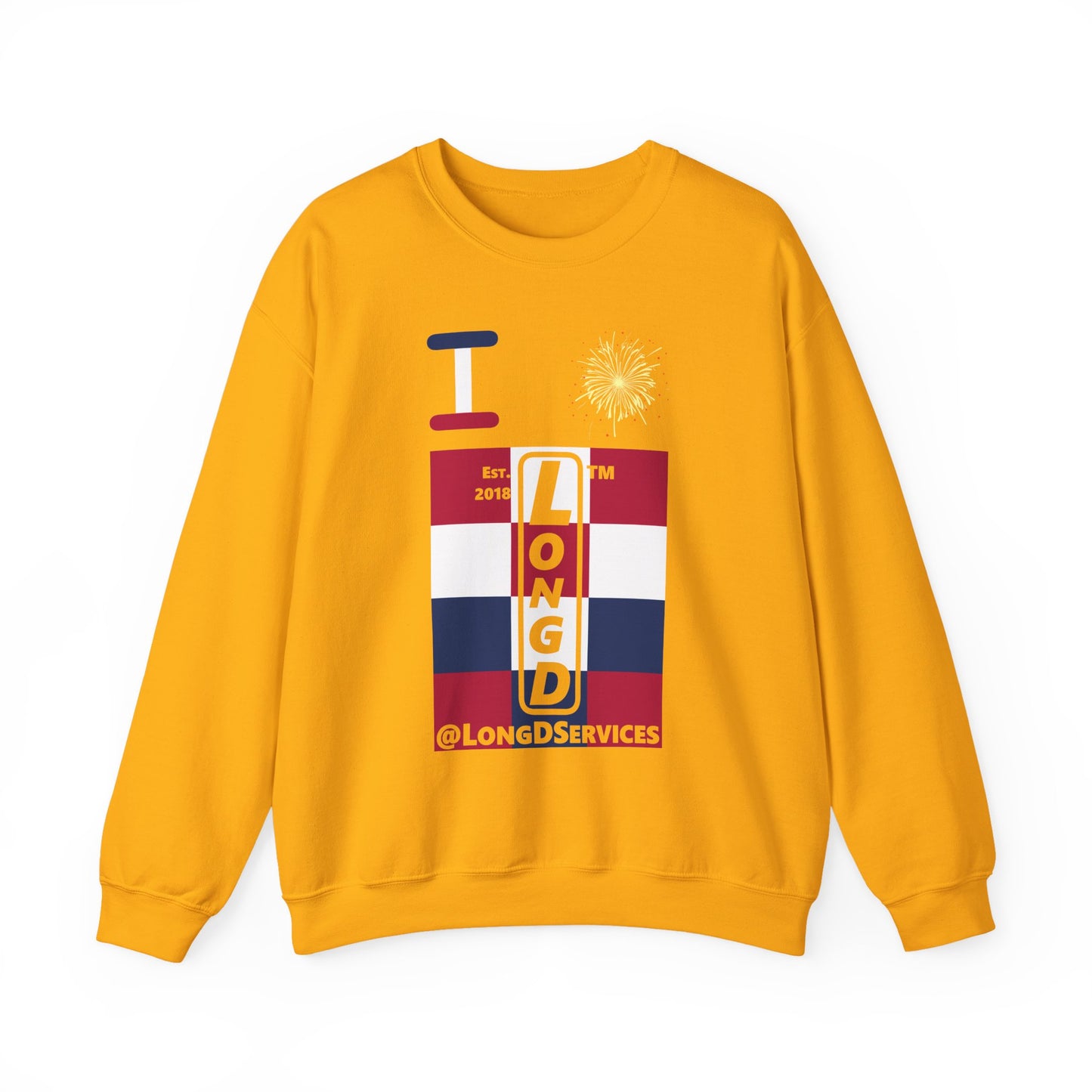 I Burst LongD negative 4x3 tag upright logo crewneck sweatshirt