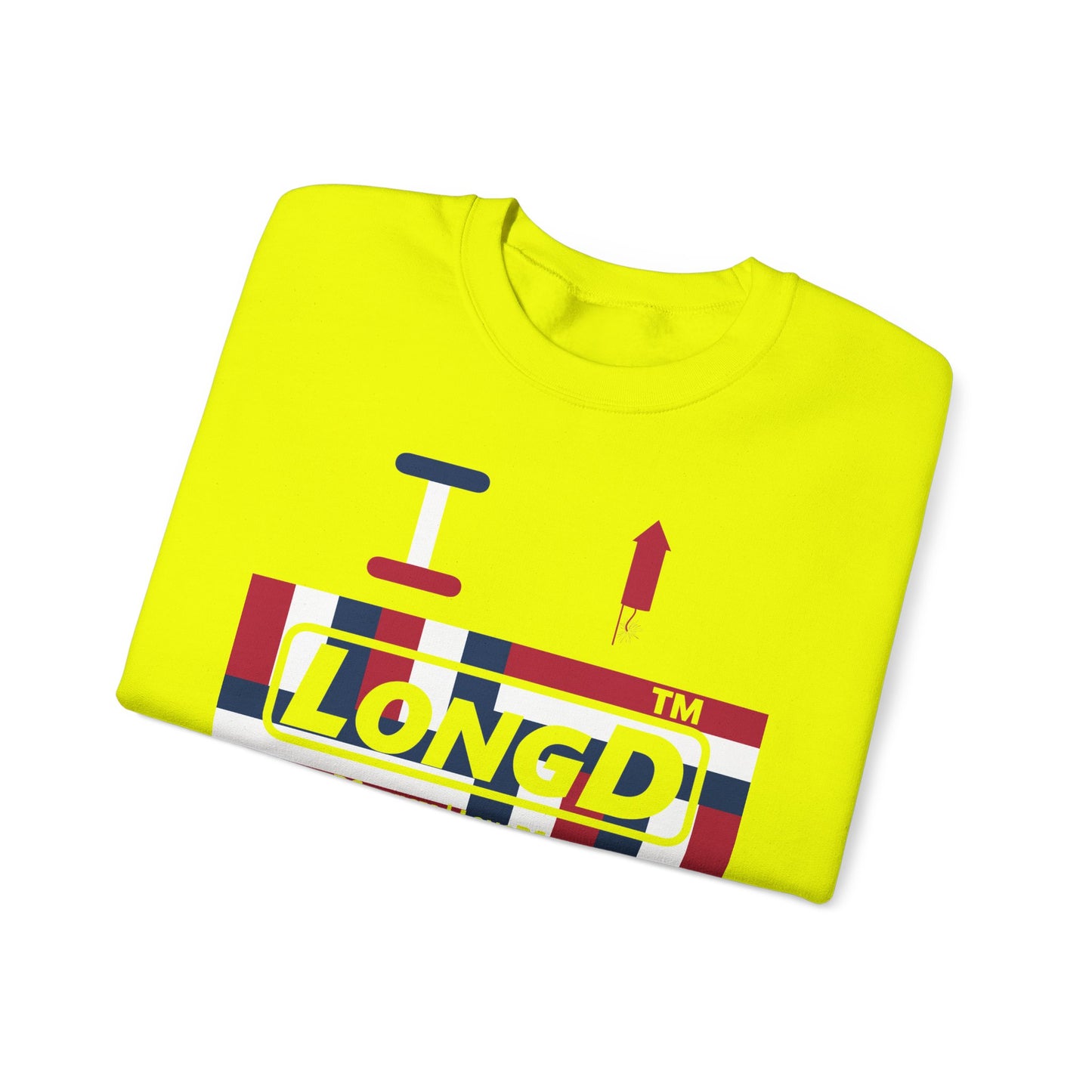 I firecracker LongD negative modified windmill tag-domain logo crewneck sweatshirt