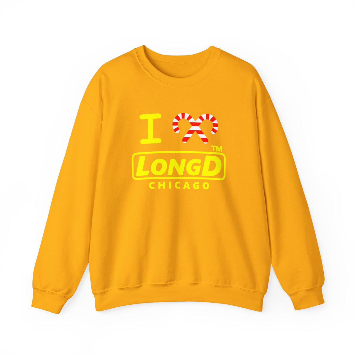 I candy cane LongD Chicago positive alternate basic yellow logo crewneck sweatshirt