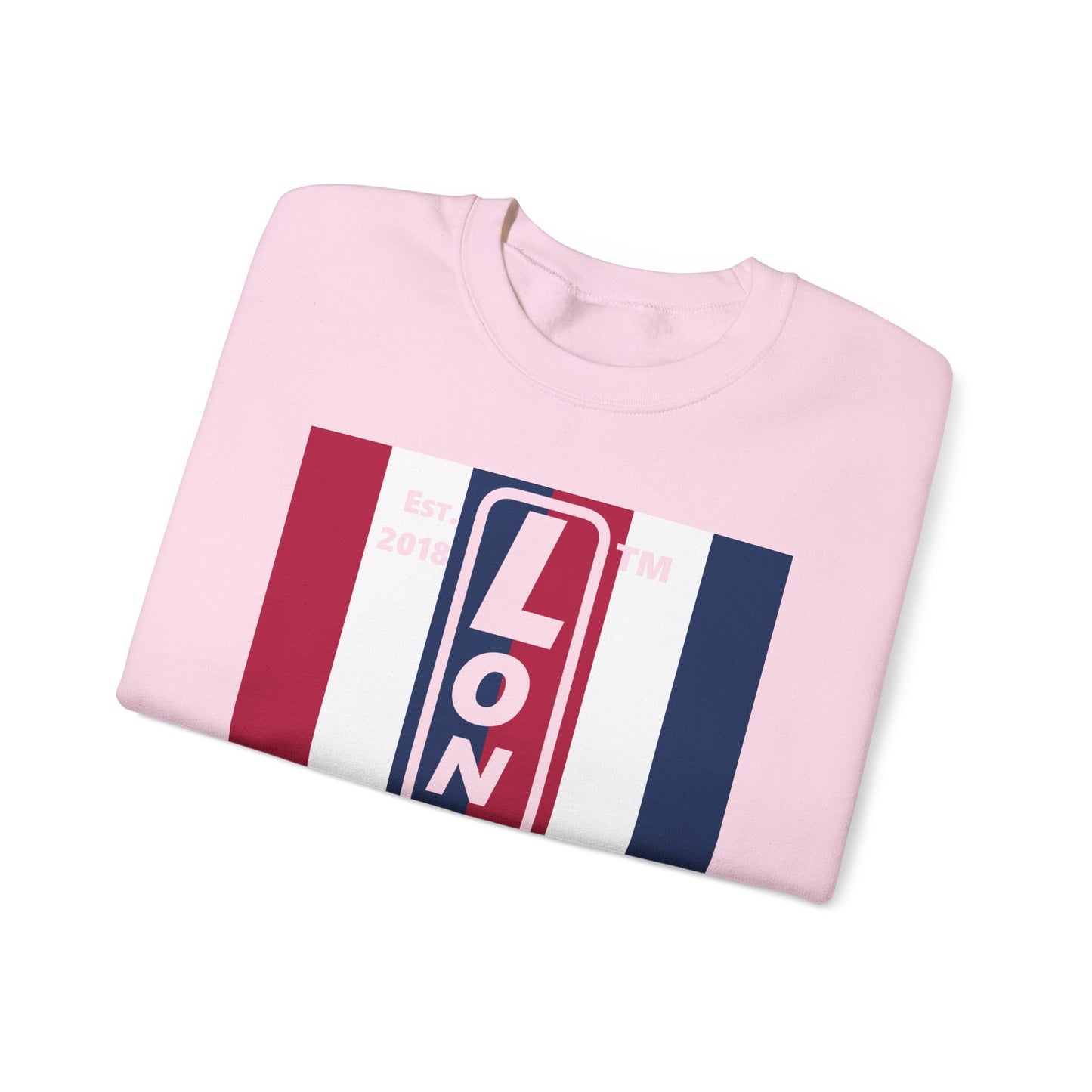LongD negative vertical 6-striped Chicago logo crewneck sweatshirt (patriotic colors)