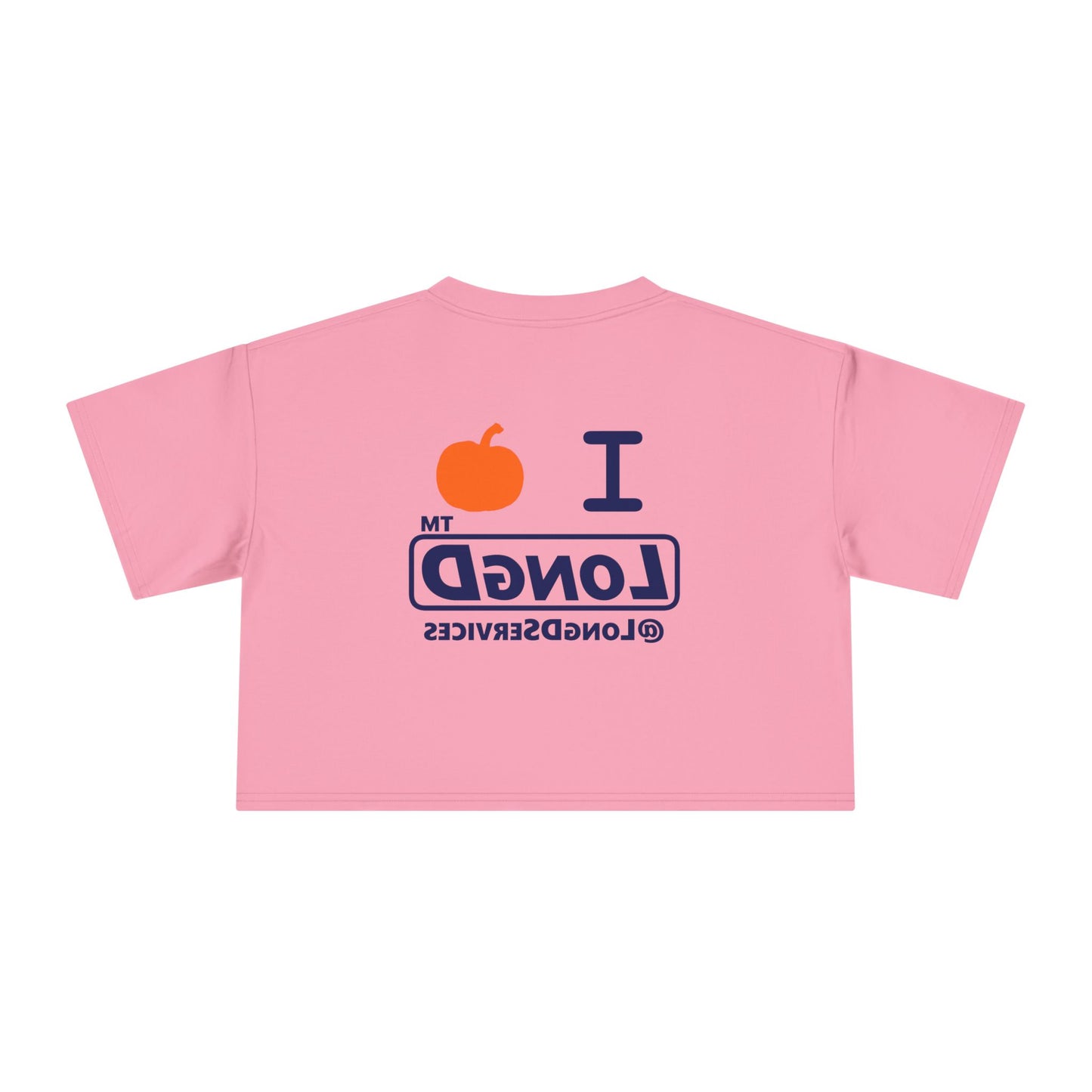 I pumpkin LongD Tag positive basic Navy (002060) front-back logo crop tee