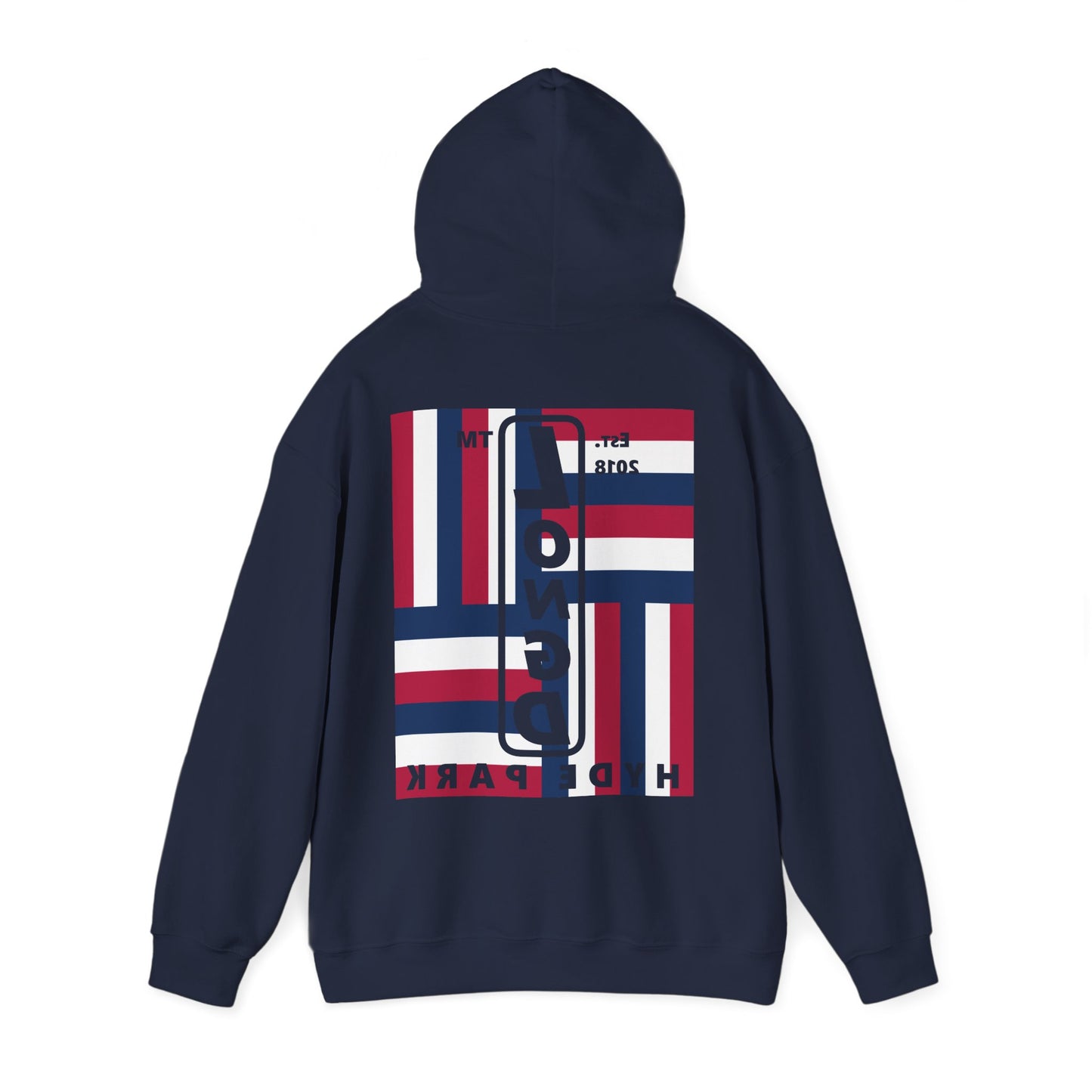 LongD single-breasted negative windmill front-back Hyde Park upright logo hoodie (Patriotic colors)