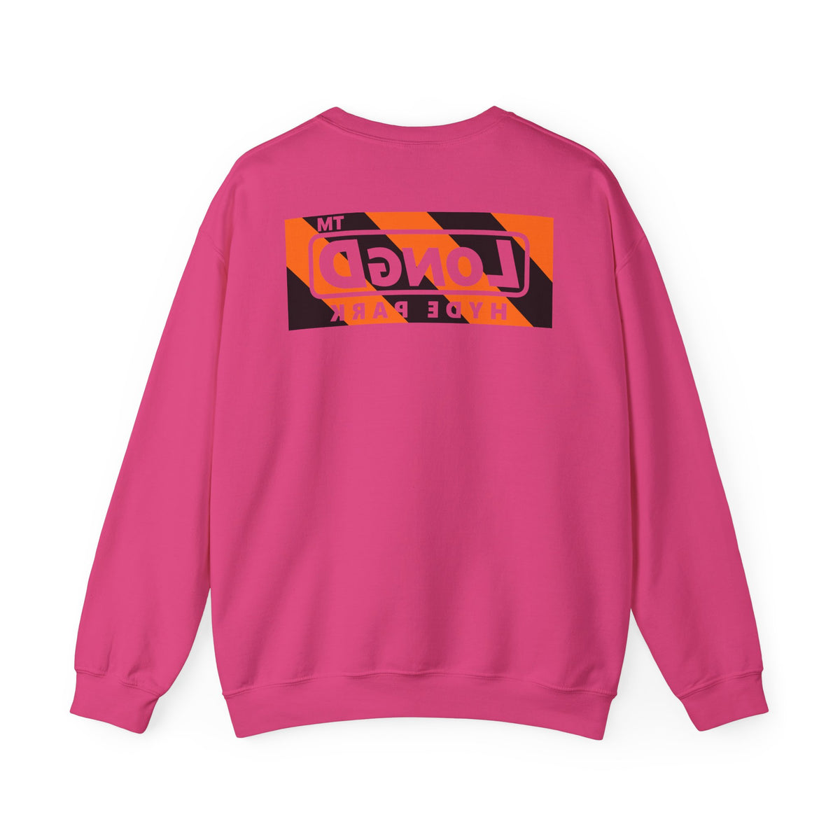 LongD Hyde Park negative diagonal 6-striped front-back logo (Halloween colors) crewneck sweatshirt