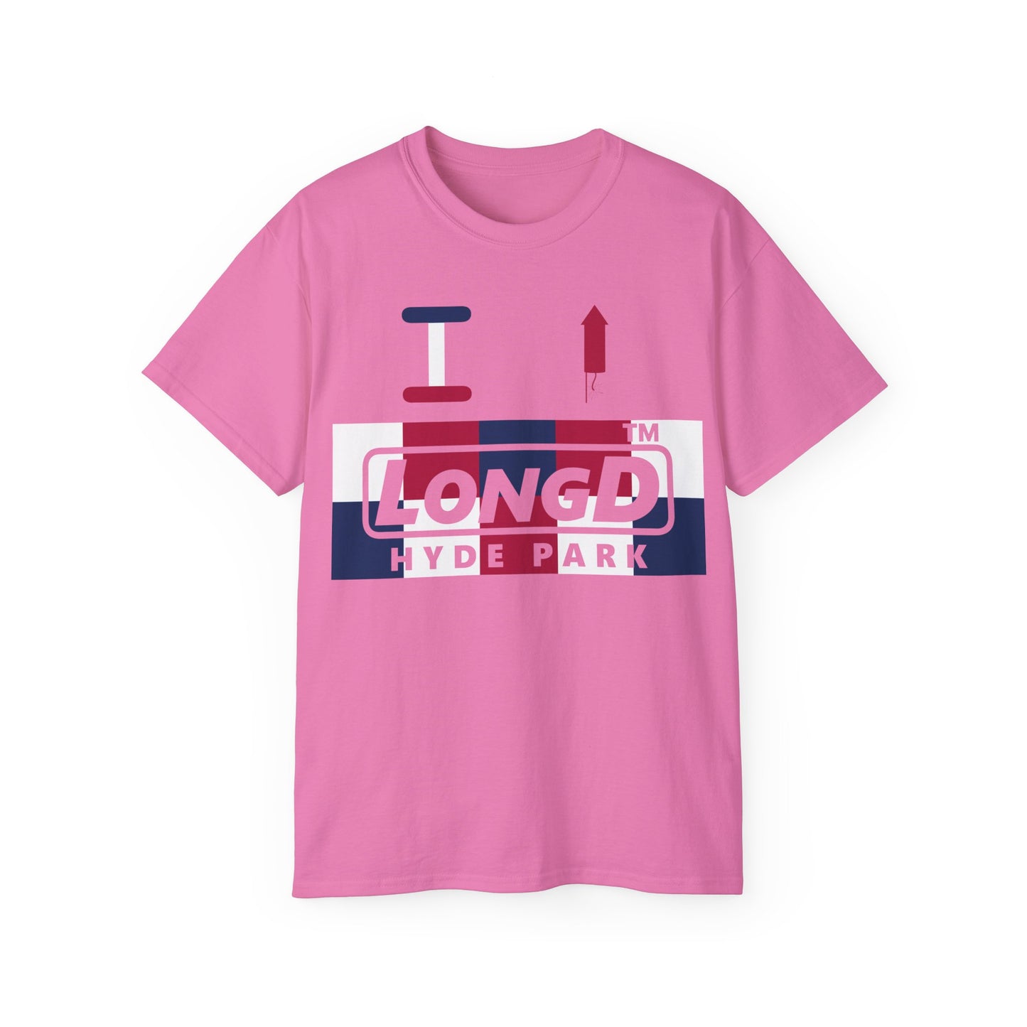 I firecracker LongD negative 2x5 Hyde Park logo cotton tee