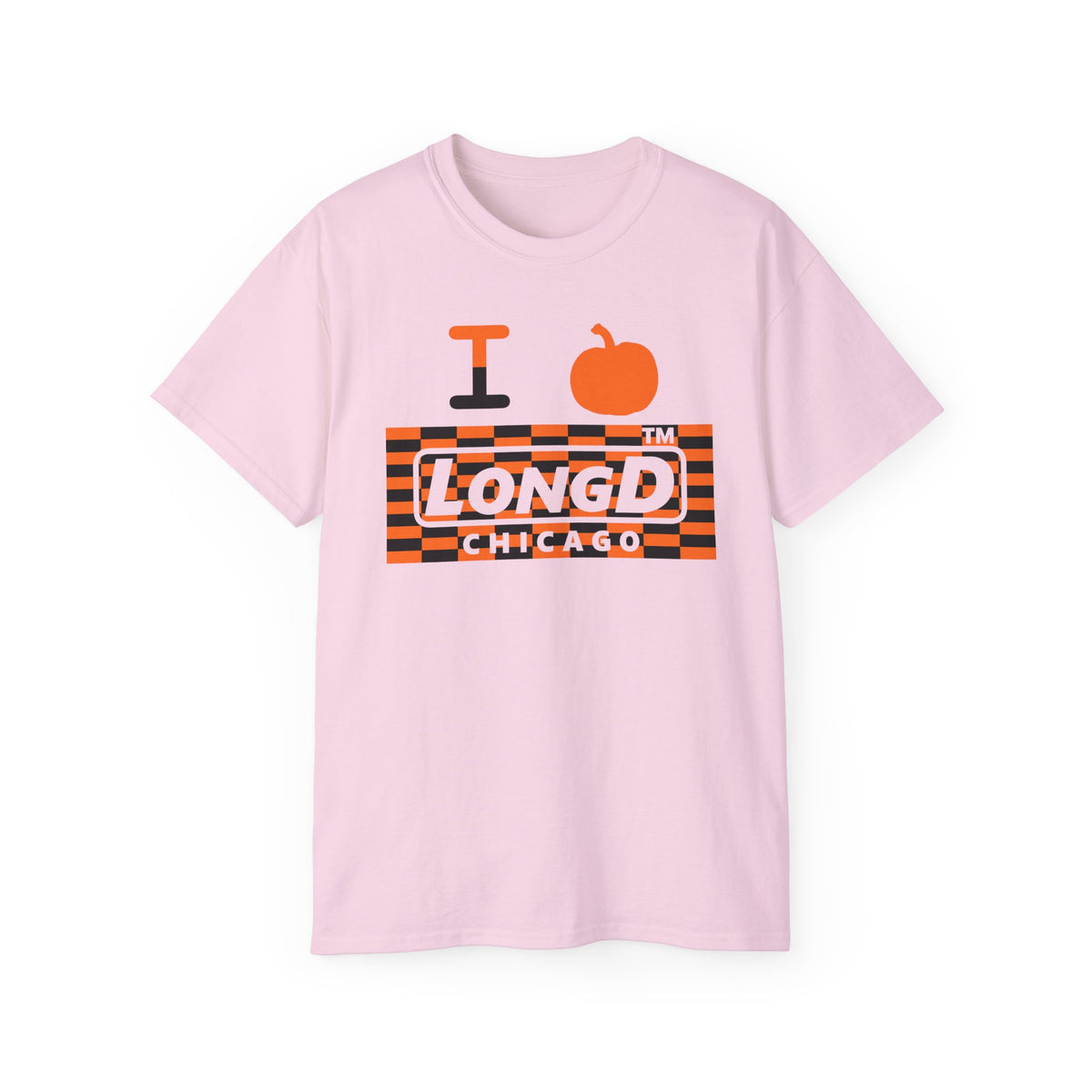 I pumpkin LongD Chicago negative tiled logo cotton tee