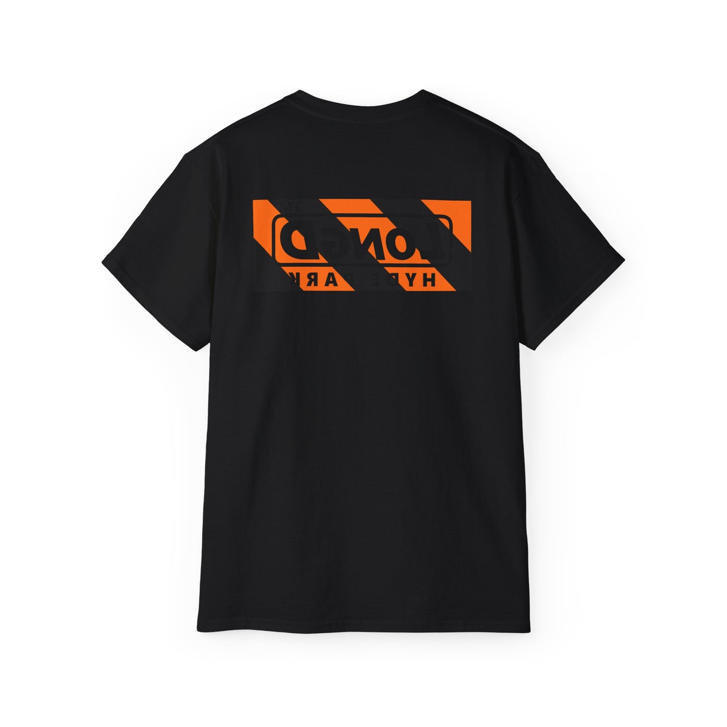 LongD Hyde Park negative diagonal 6-striped front-back logo (Halloween colors) cotton tee