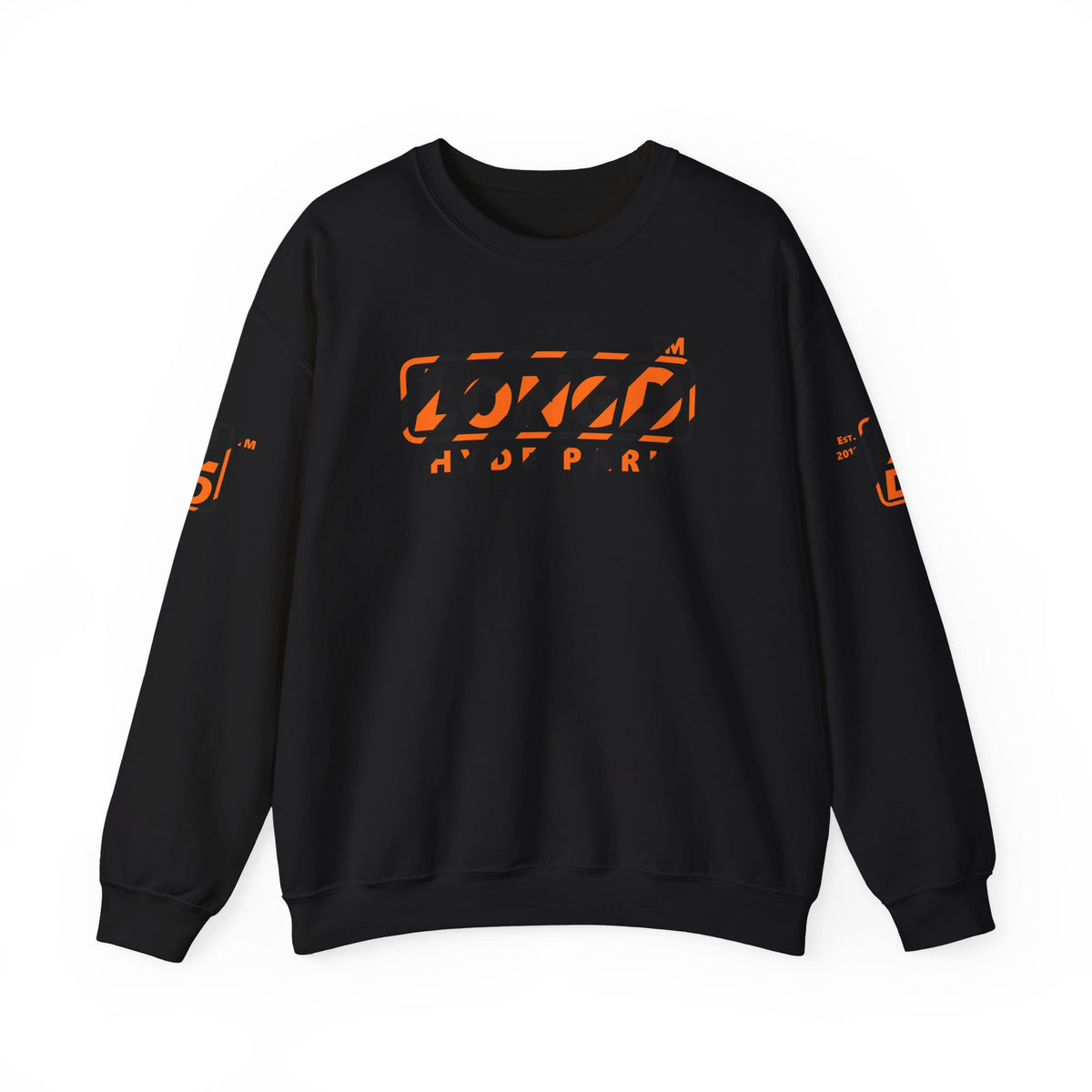 LongD Hyde Park positive 12-striped 4-print logo (Halloween colors) crewneck sweatshirt