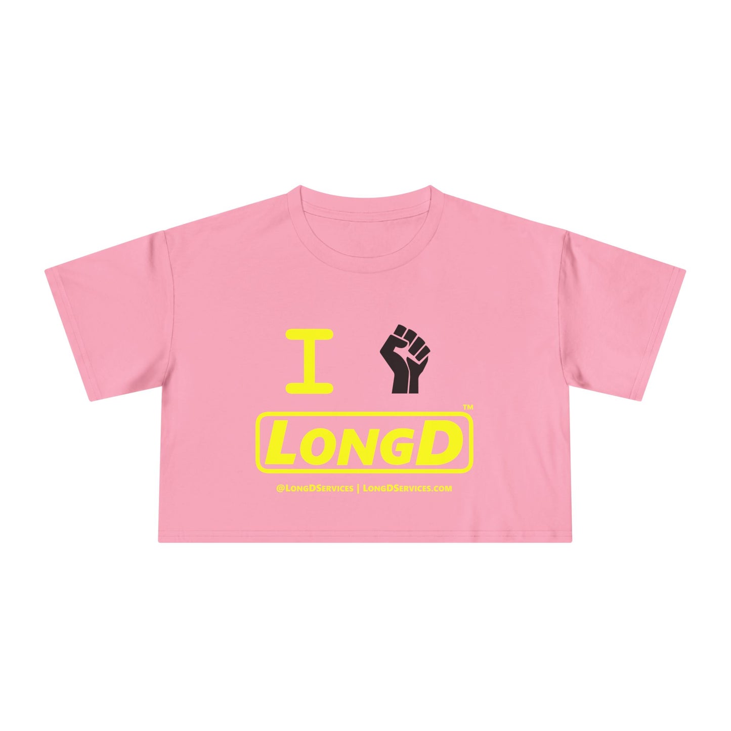 I Fist LongD Logo Women's Crop Tee (Black fist and secondary logo)