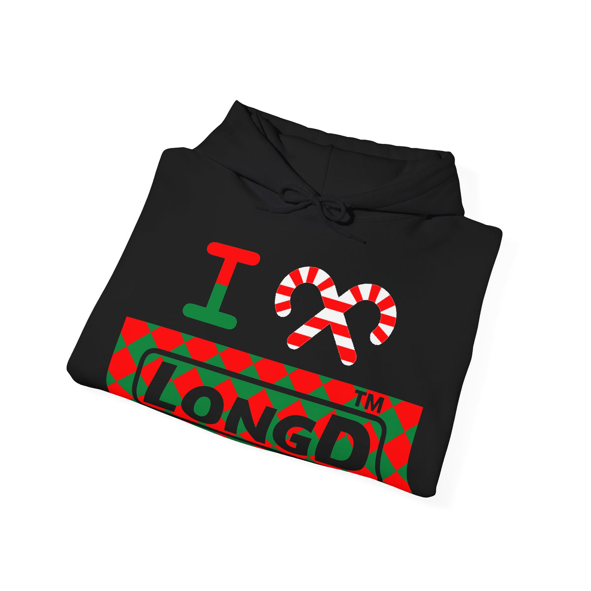 I candy cane LongD Tag negative argyle logo hoodie