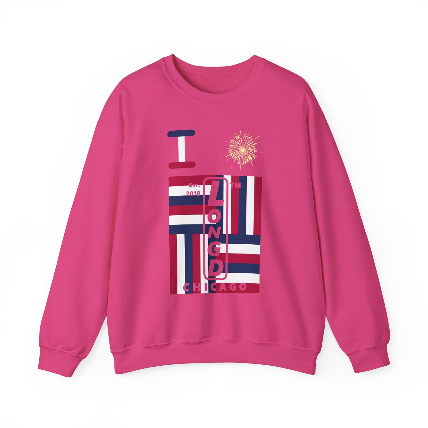 I Burst LongD negative windmill Chicago upright logo crewneck sweatshirt