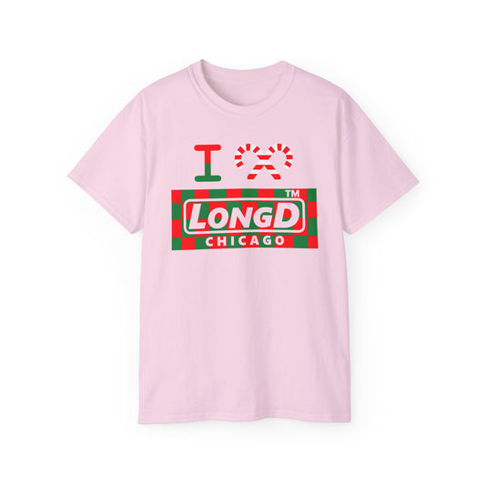 I candy cane LongD Chicago negative checkered logo cotton tee