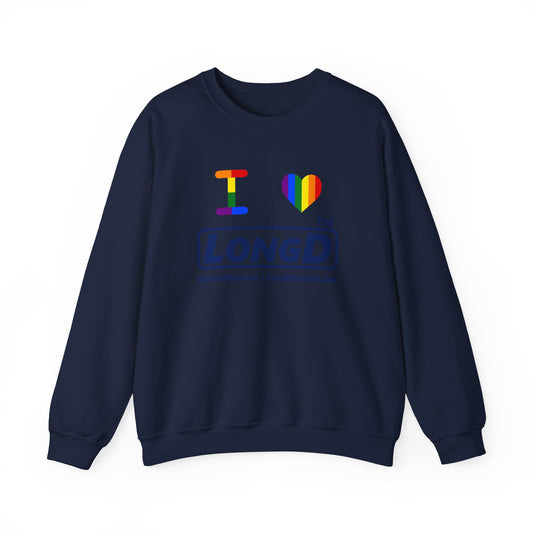 I Luv LongD official basic tag-domain logo crewneck sweatshirt with Pride heart