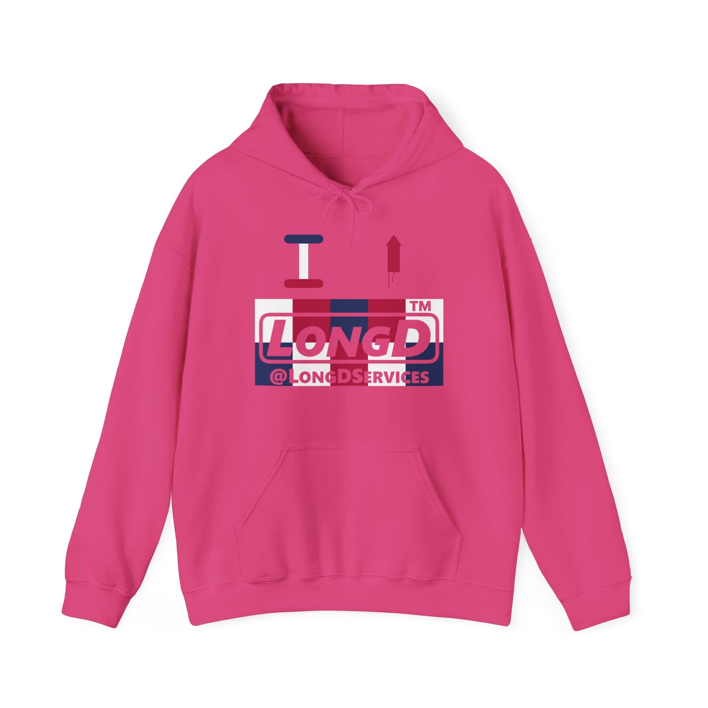 I firecracker LongD® negative 2x5 tag logo hoodie