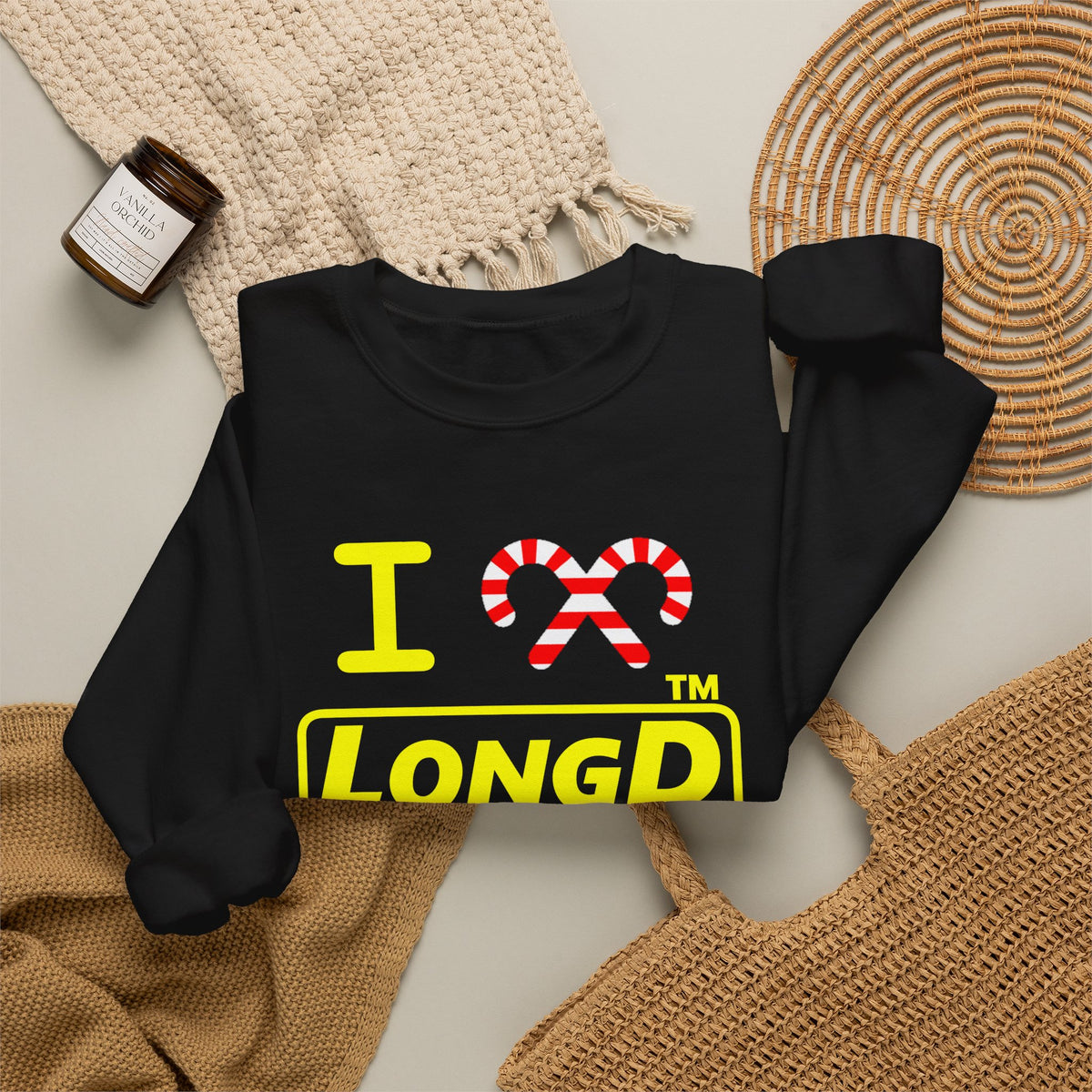 I candy cane LongD Chicago positive alternate basic yellow logo crewneck sweatshirt