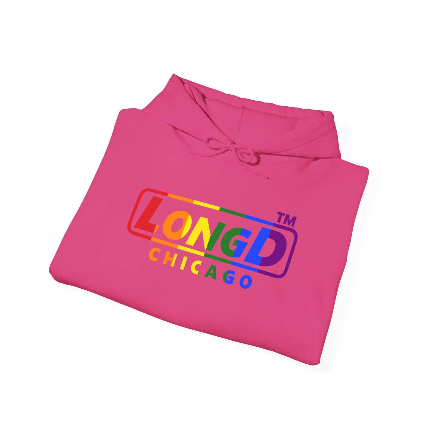 LongD® positive vertical striped Chicago logo hoodie (Pride colors)