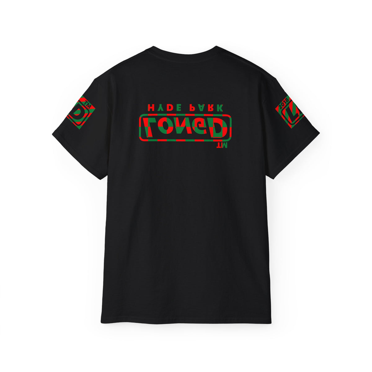 LongD Hyde Park positive checkered 4-print logo (Xmas colors) cotton tee