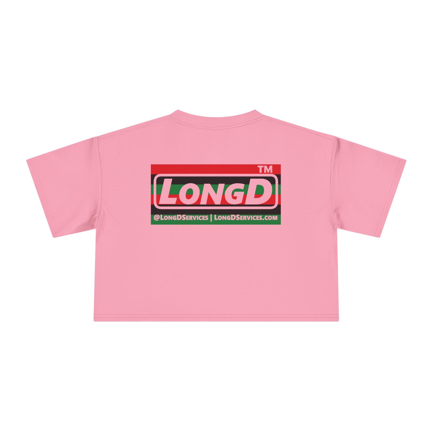 I fist LongD negative horizontal 6-striped front-back tag logo crop tee