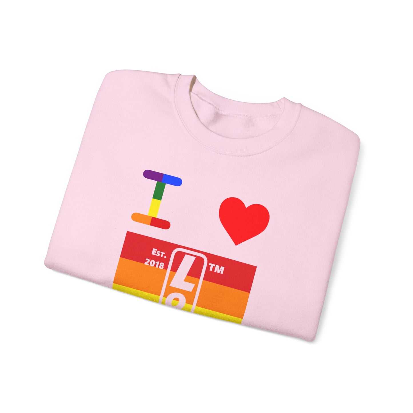 I Luv LongD negative horizontal 6-striped Hyde Park upright logo crewneck sweatshirt