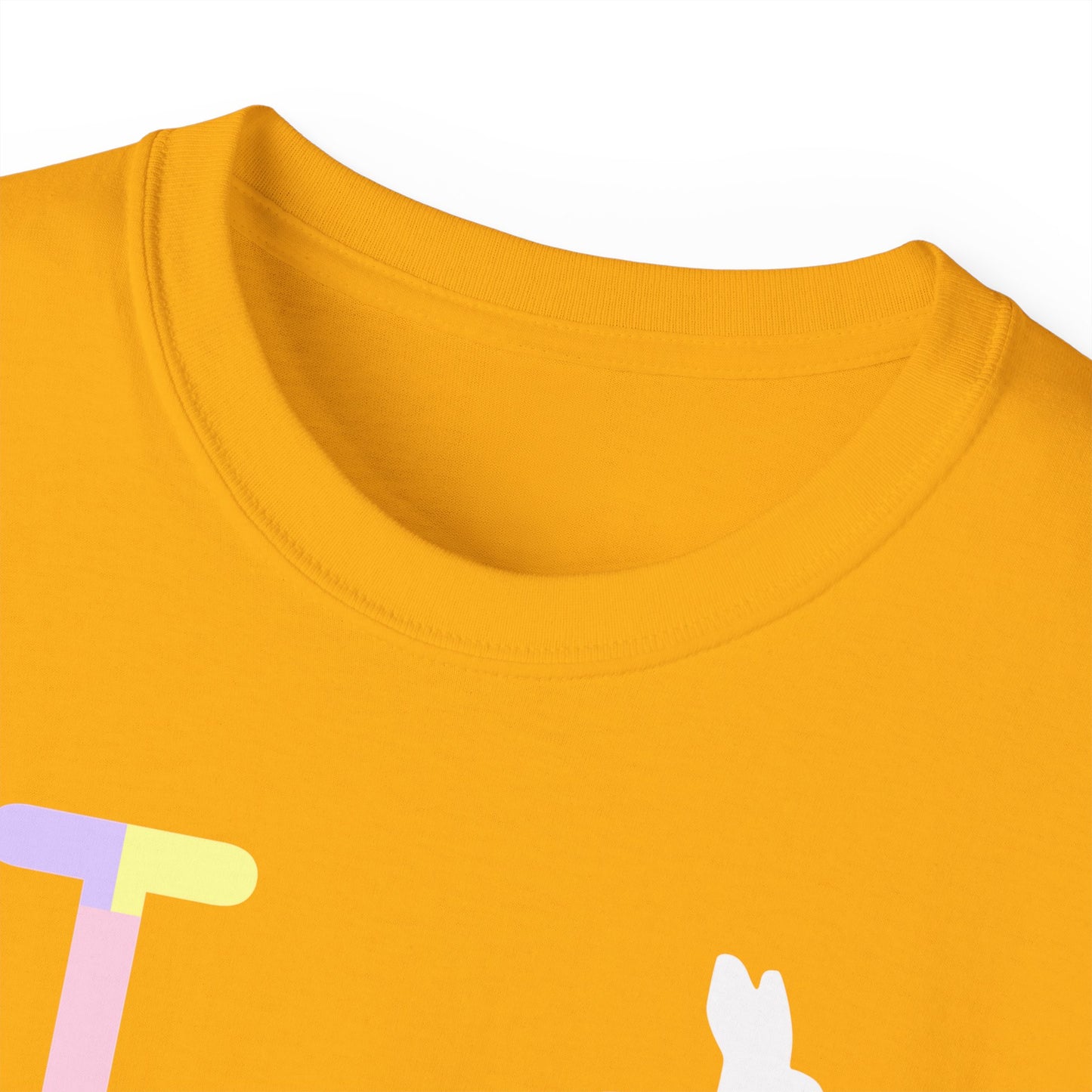 I Bunny LongD® Logo Cotton Tee Easter pastel spectrum negative text (white Easter Bunny)