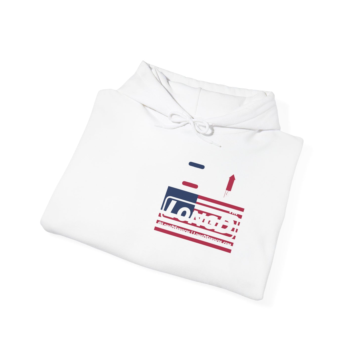 I firecracker LongD® negative flag front-back single breasted tag-domain logo hoodie