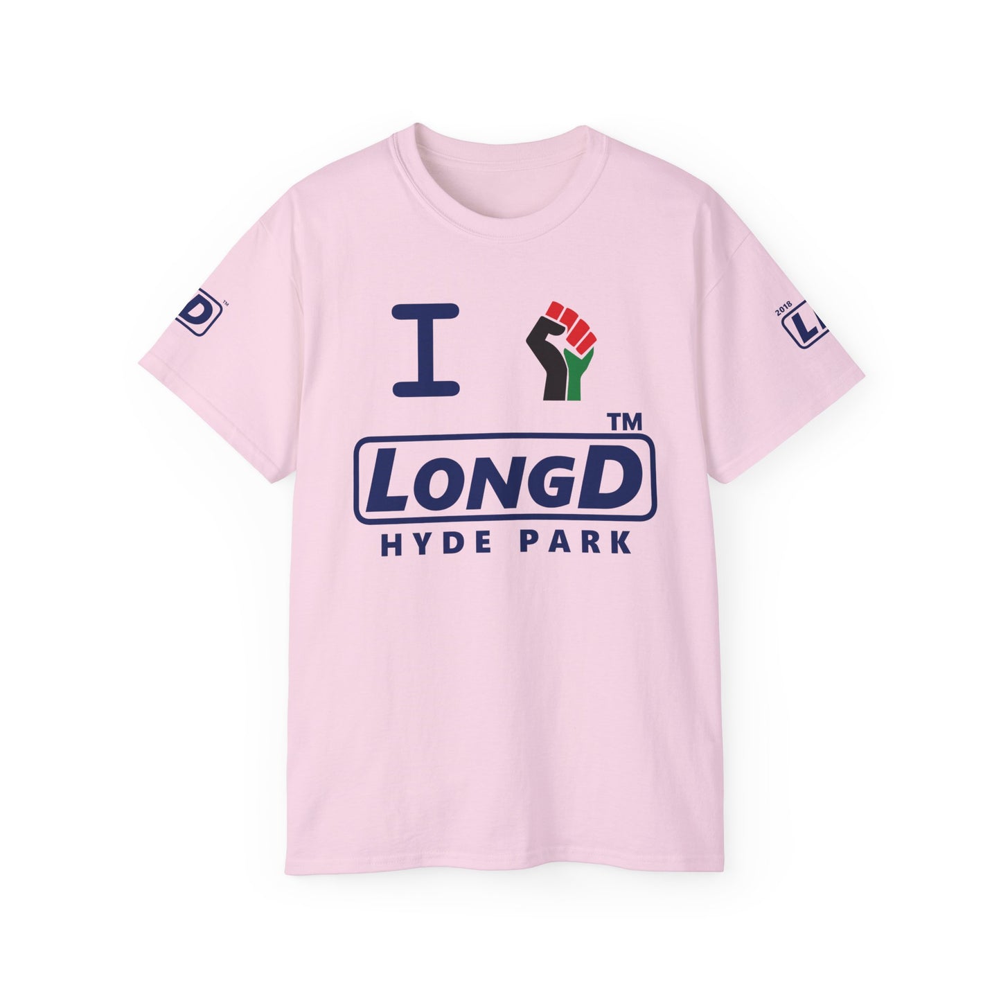I fist LongD official Hyde Park logo 4-print cotton tee with multicolored fist