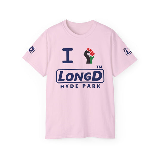 I fist LongD official Hyde Park logo 4-print cotton tee with multicolored fist