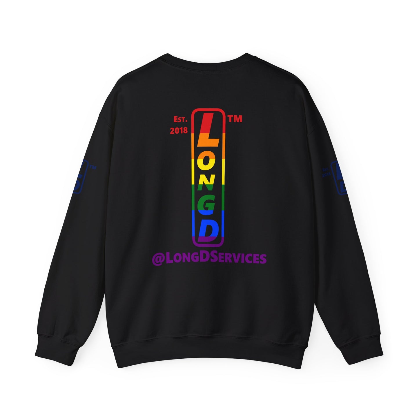 I Luv LongD positive horizontal 6-striped tag upright 4-print single-breasted logo crewneck sweatshirt