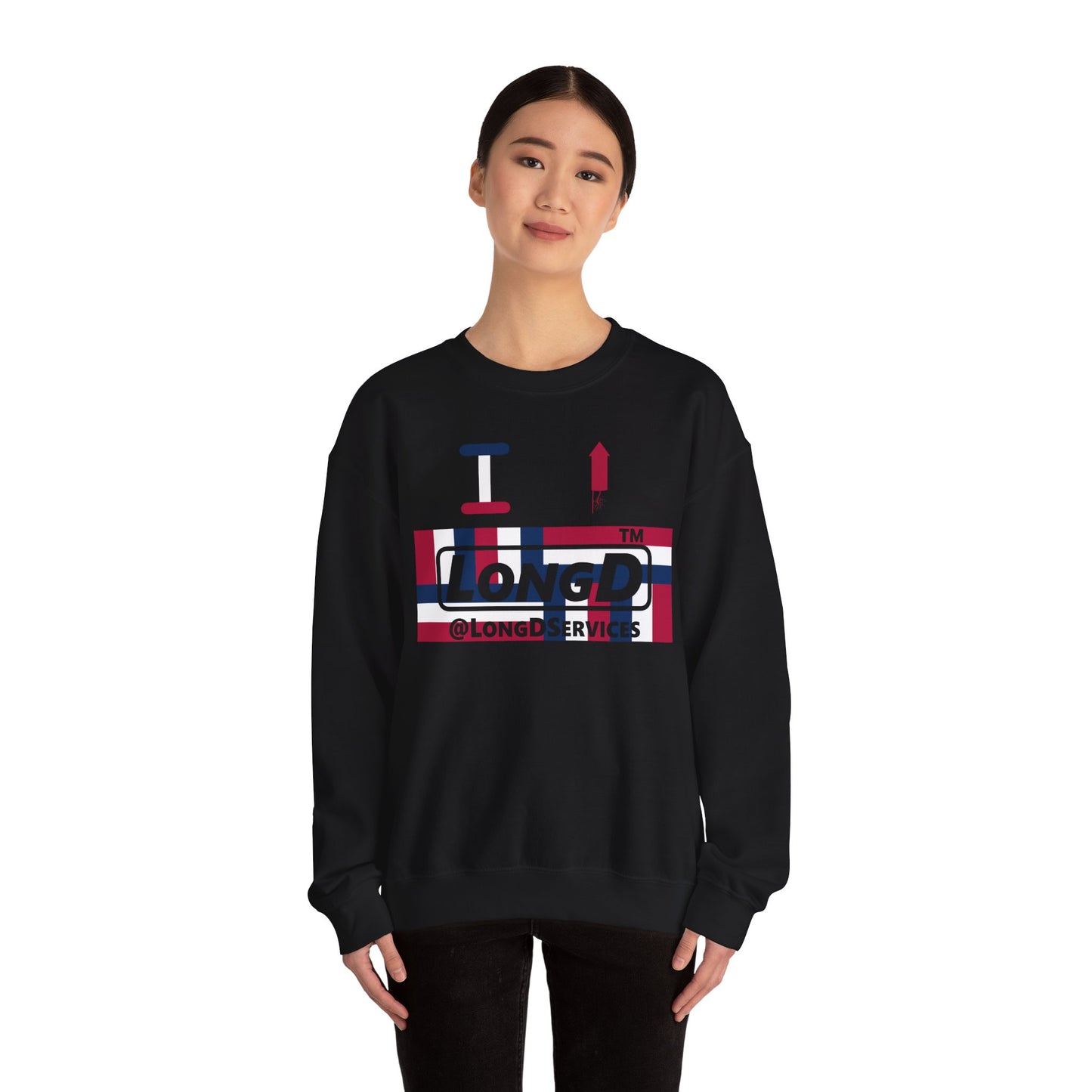 I firecracker LongD negative modified windmill tag logo crewneck sweatshirt