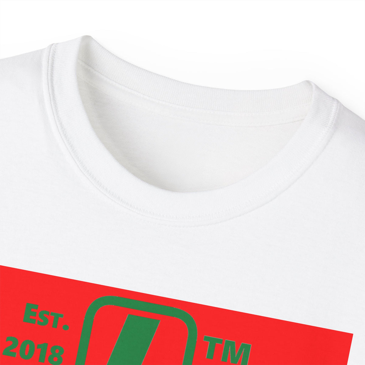 LongD Hyde Park upright logo positive green on negative red (Xmas colors) cotton tee