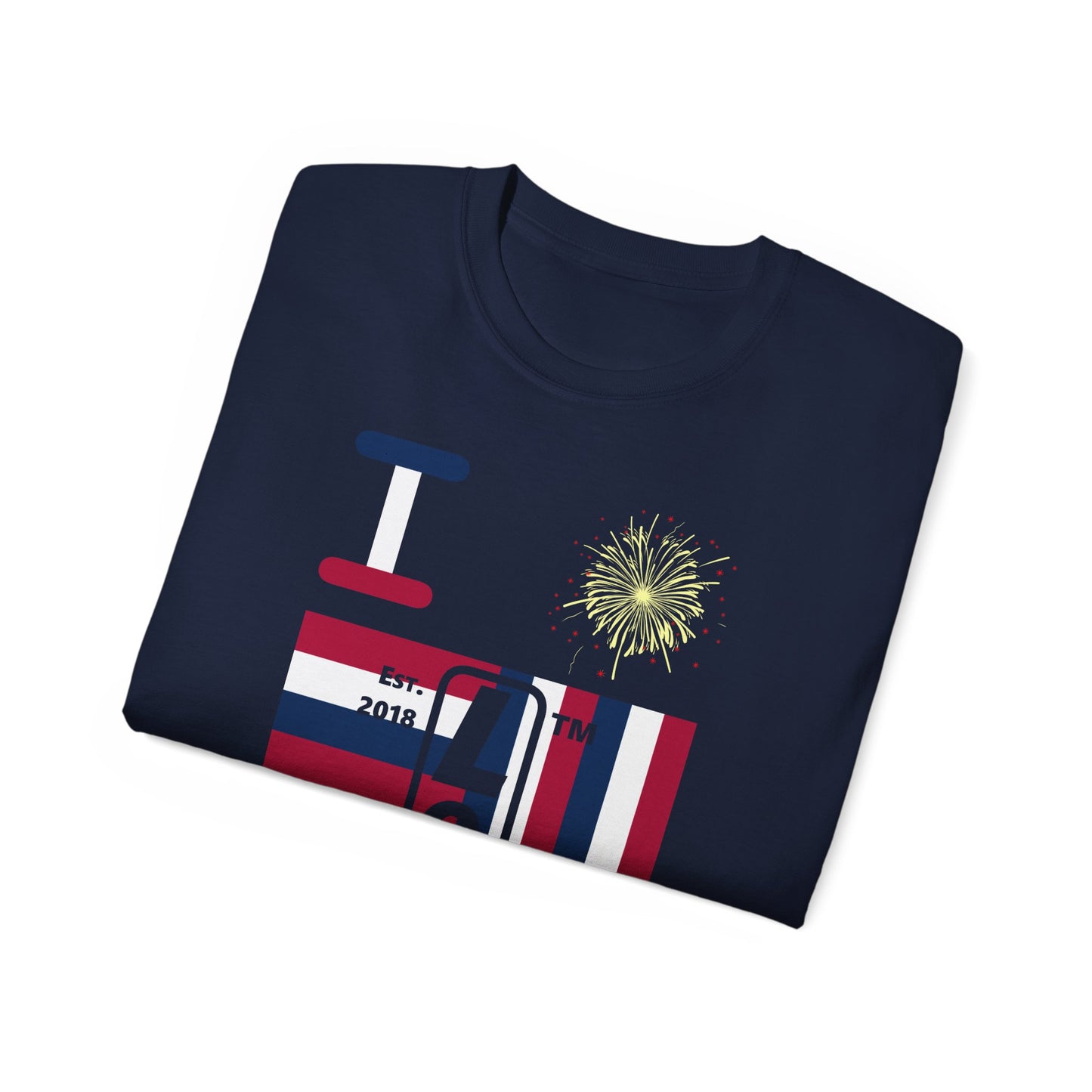 I Burst LongD cotton tee negative windmill 4-print Chicago upright logo (Patriotic colors)