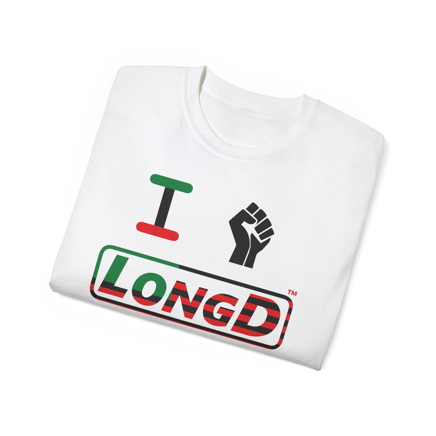 I Fist LongD® Logo Cotton Tee Juneteenth black fist positive flag