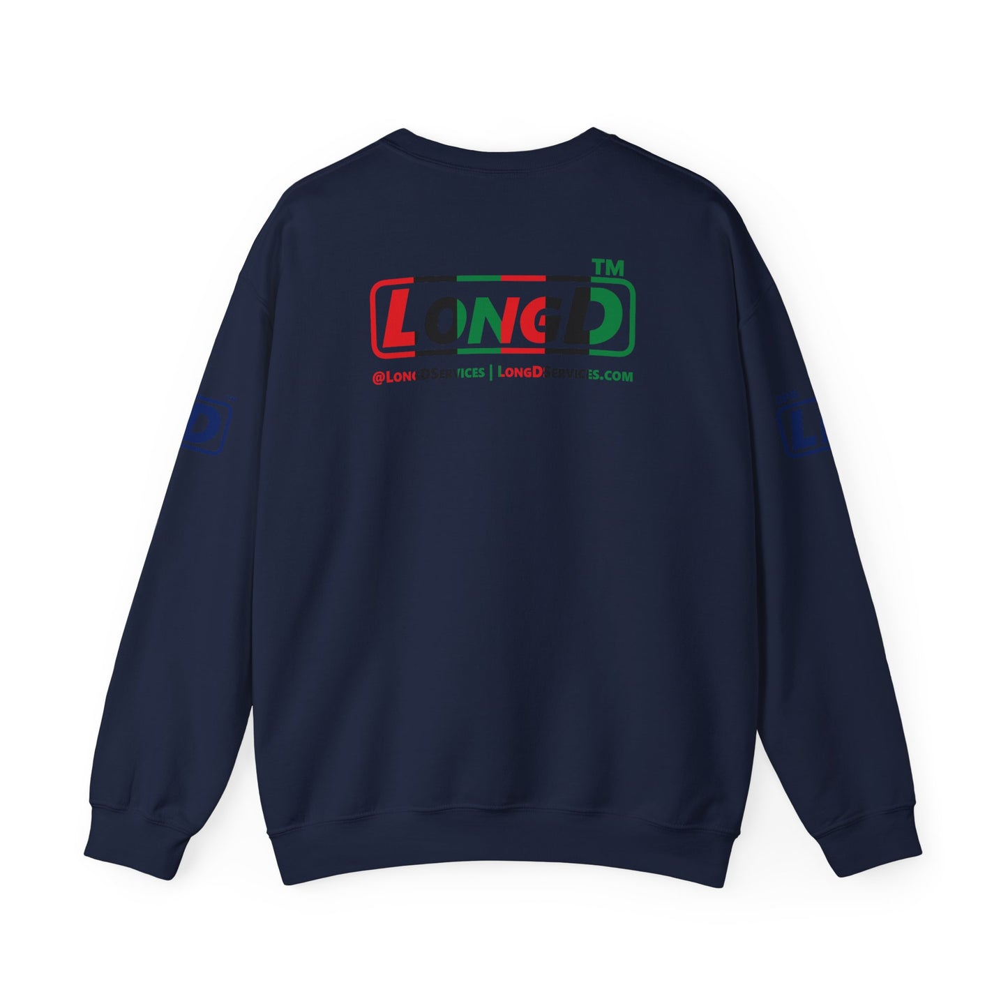 I fist LongD positive vertical 6-striped 4-print tag-domain logo crewneck sweatshirt
