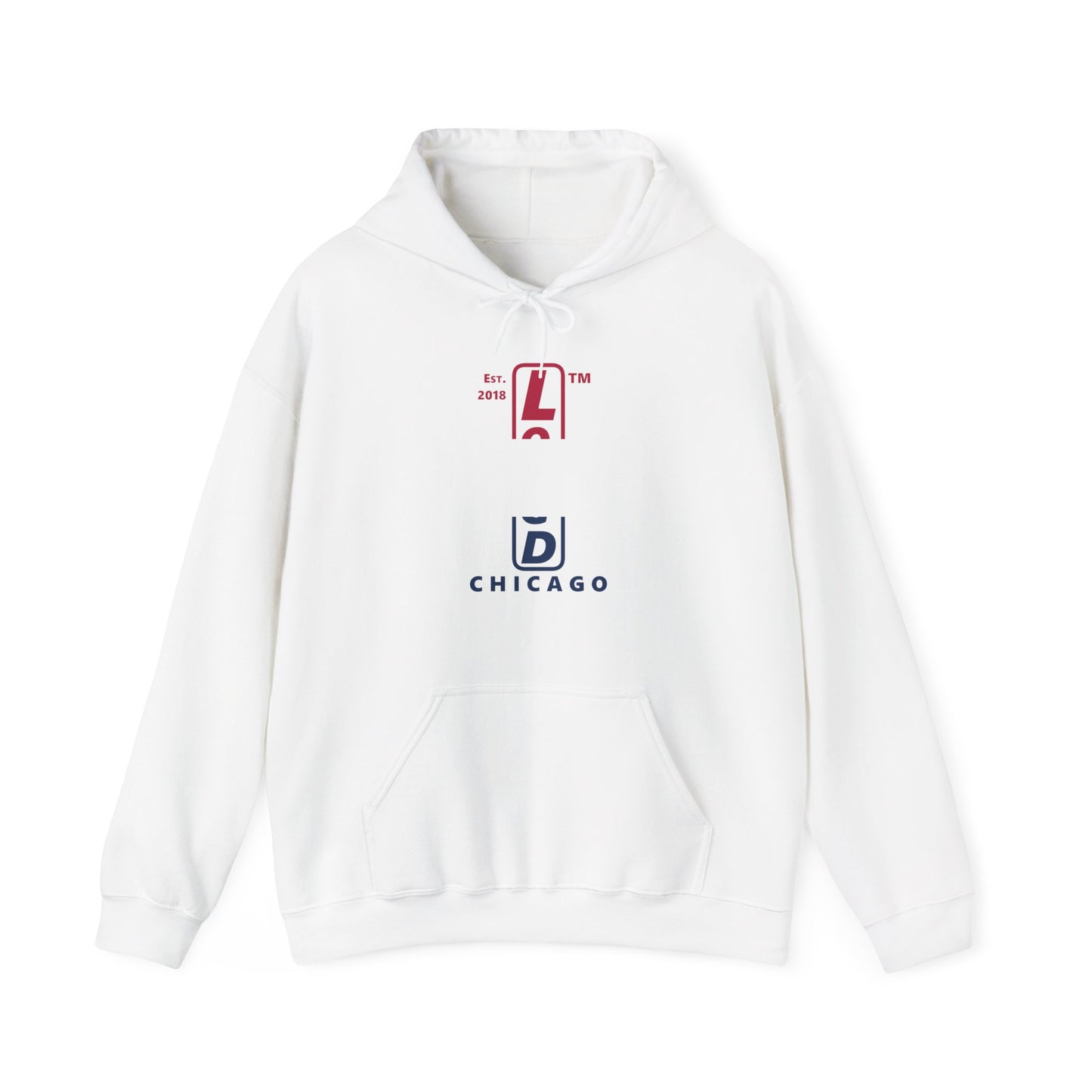 LongD® positive horizontal 3-striped upright Chicago logo hoodie