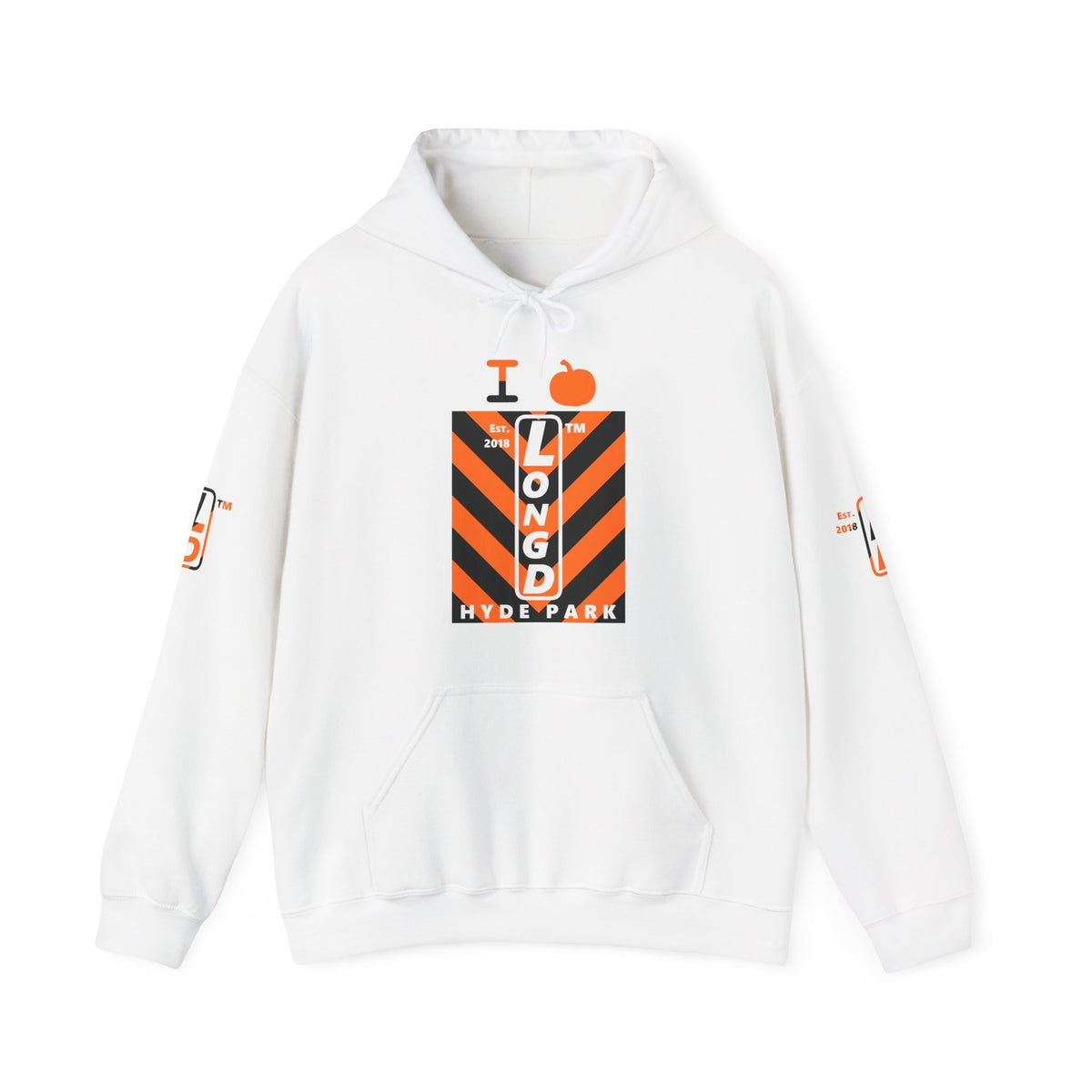 I pumpkin LongD Hyde Park negative upright downward chevron 4-print logo hoodie