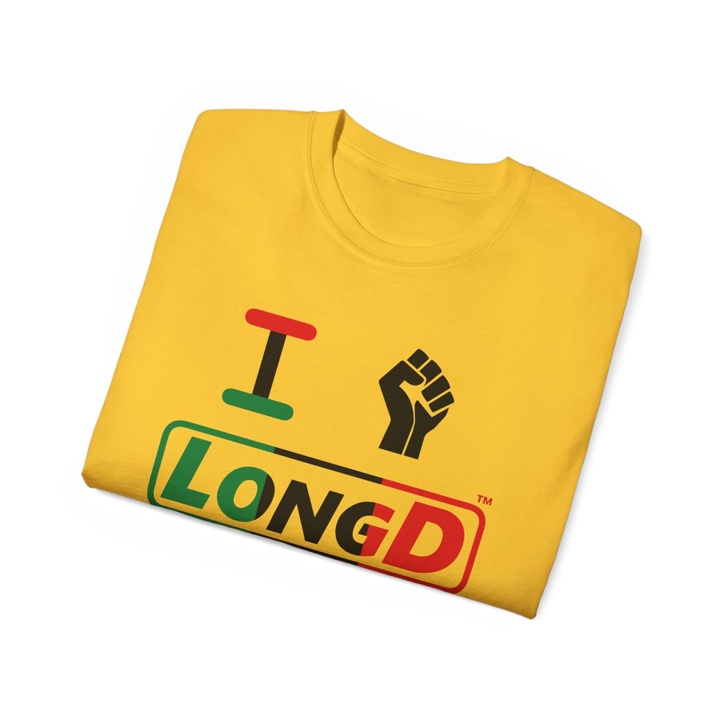 I Fist LongD® Logo Cotton Tee Juneteenth black fist positive thirds text