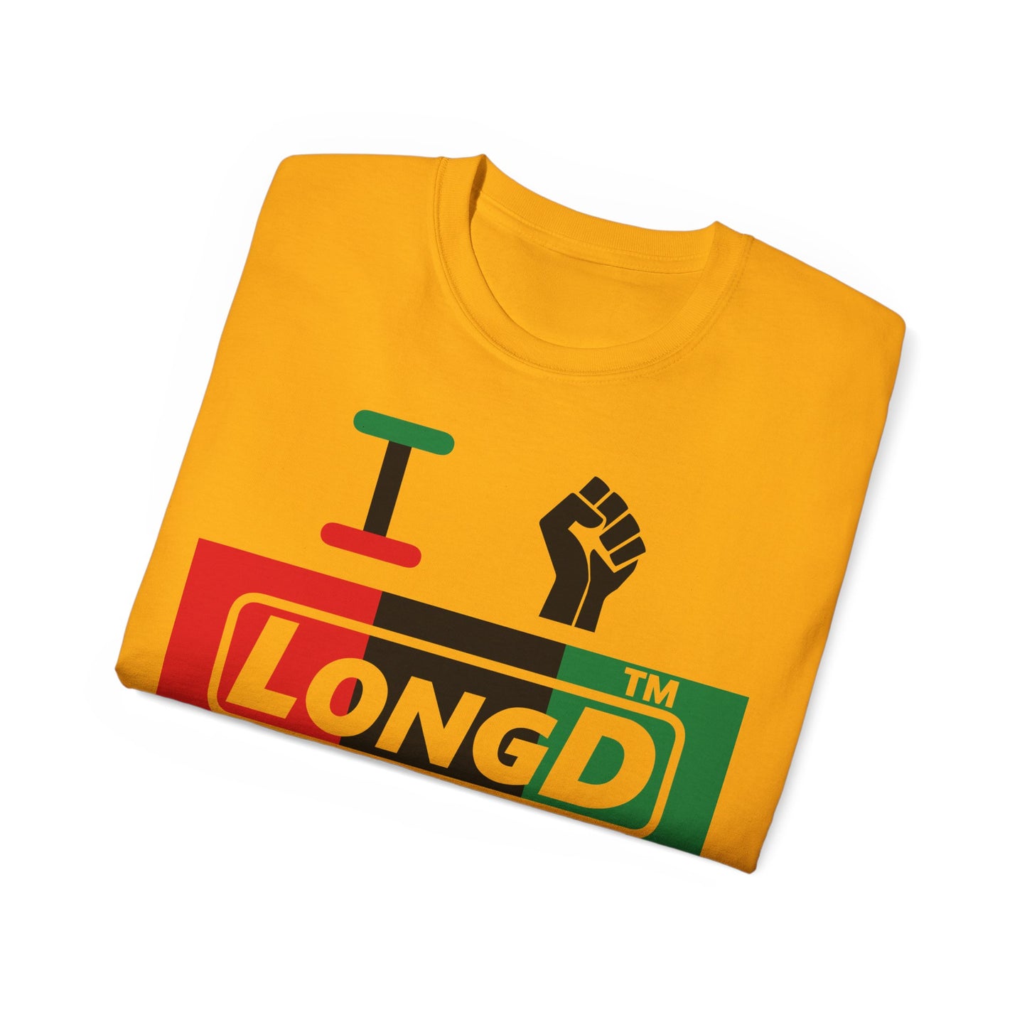 I fist LongD negative vertical 3-striped tag-domain logo cotton tee