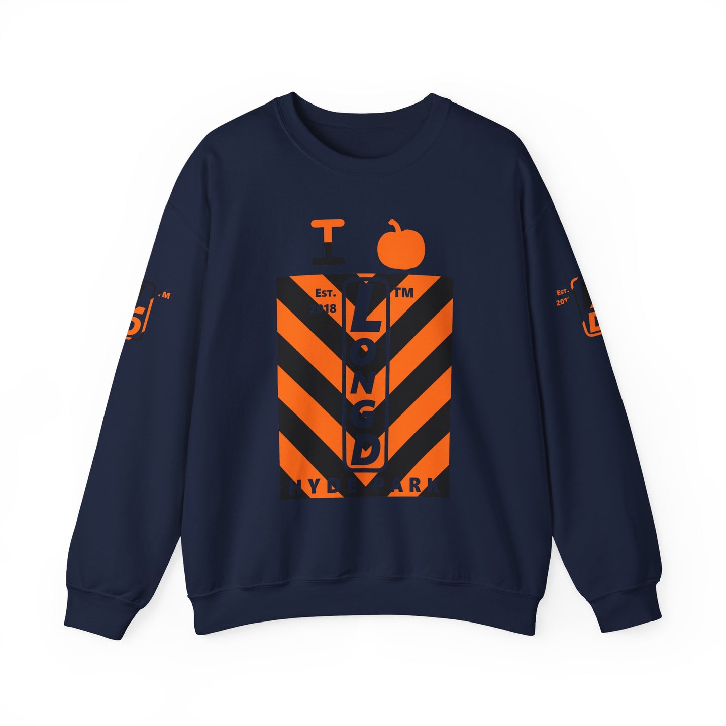 I pumpkin LongD Hyde Park negative upright downward chevron 4-print logo crewneck sweatshirt