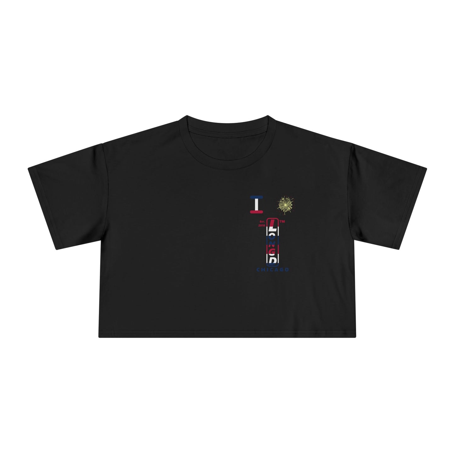 I burst LongD positive horizontal 6-striped upright single-breasted Chicago logo crop tee