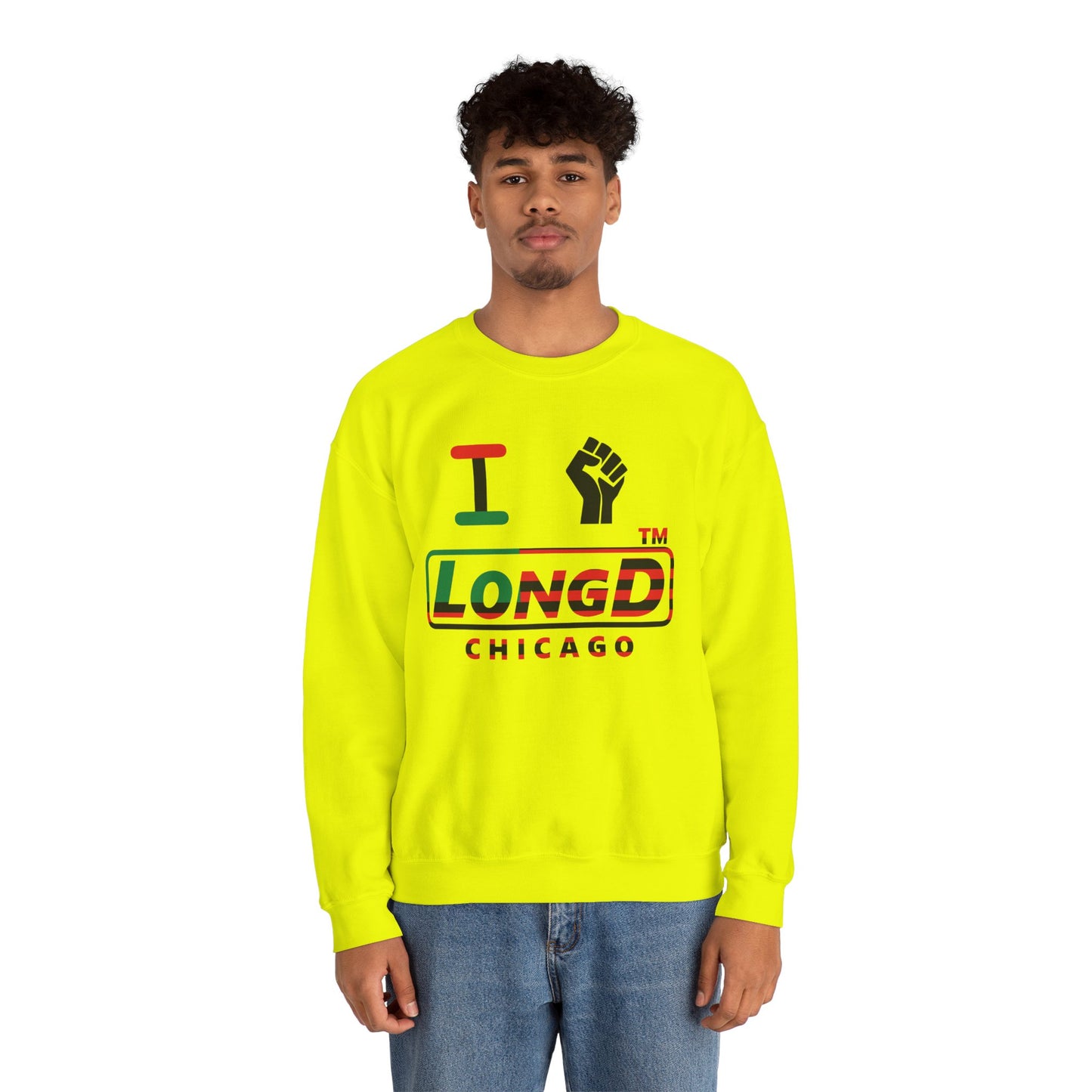 I fist LongD positive flag Chicago logo crewneck sweatshirt