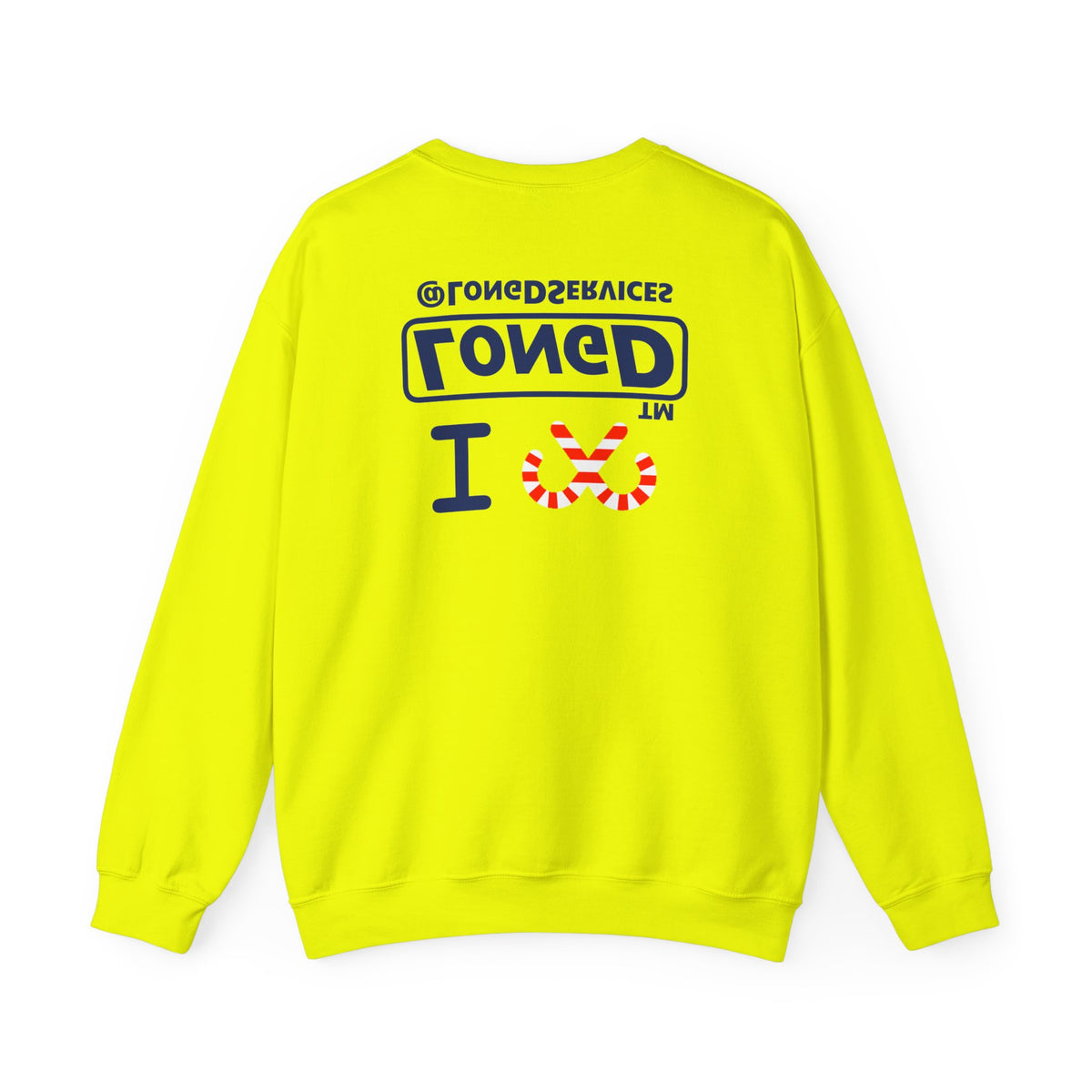 I candy cane LongD Tag positive official basic navy front-back logo crewneck sweatshirt