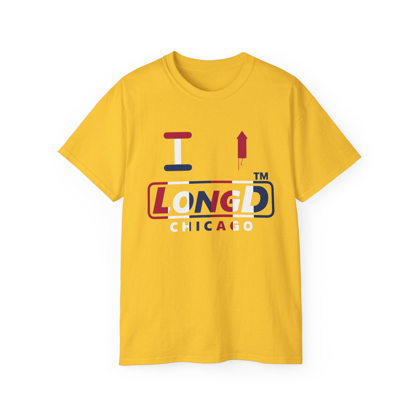 I firecracker LongD positive vertical 6-striped Chicago logo cotton tee