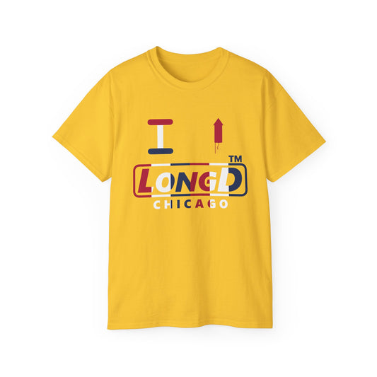 I firecracker LongD positive vertical 6-striped Chicago logo cotton tee
