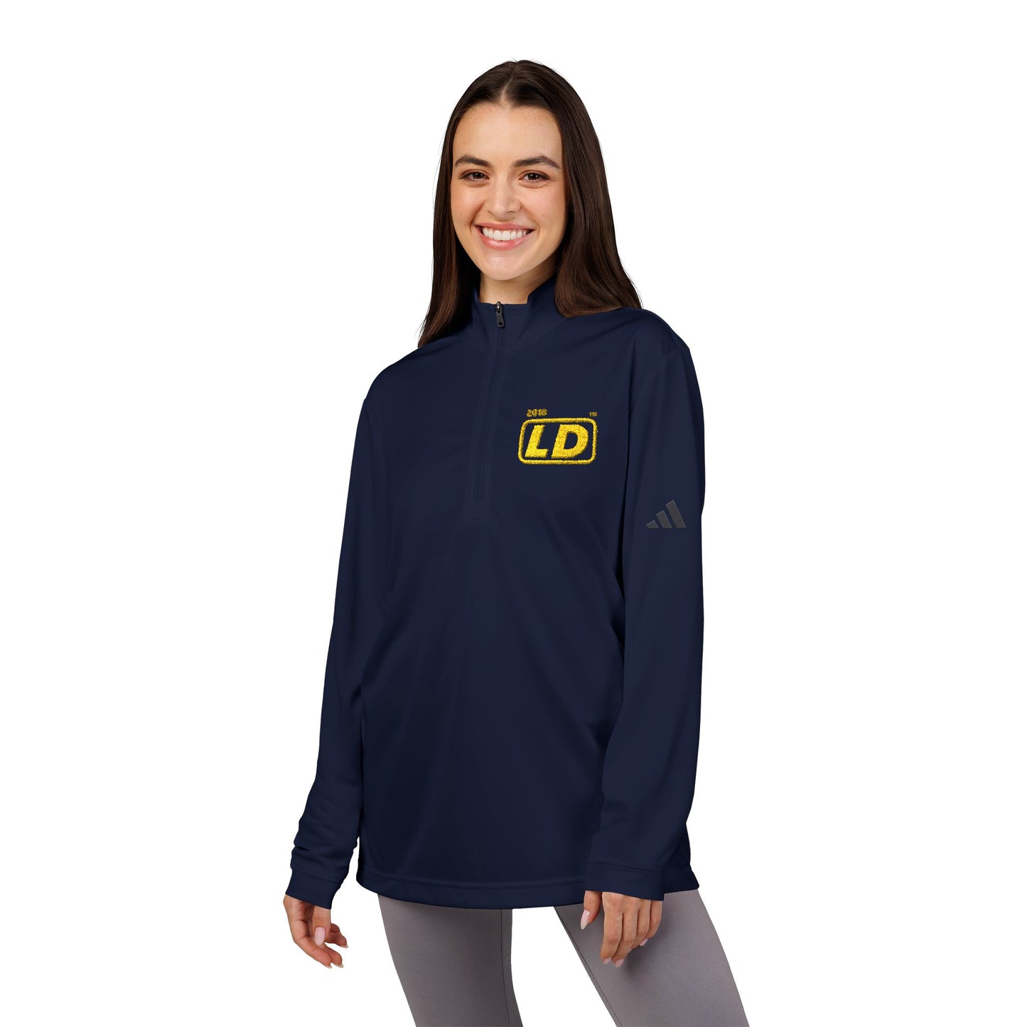 Embroidered adidas® Quarter-Zip pullover official reverse basic logo initials