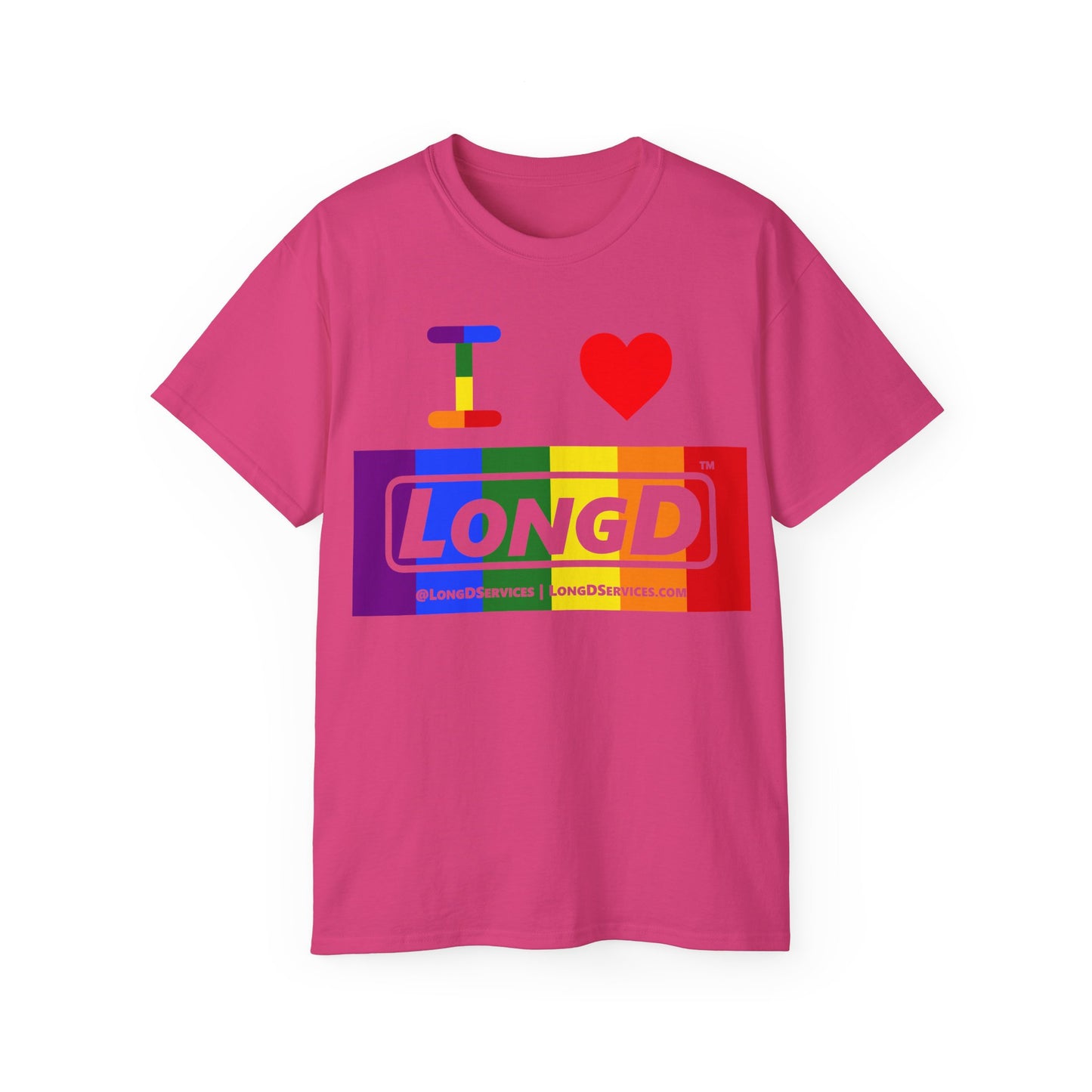 I Luv LongD® Logo Cotton Tee Pride rainbow negative text