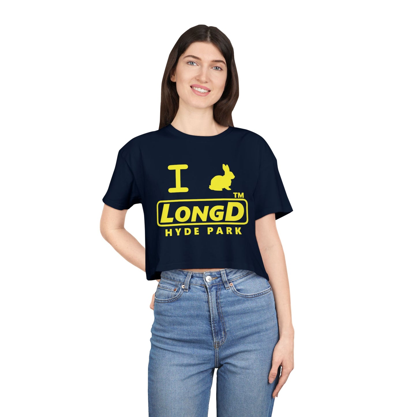 I Bunny LongD positive yellow Hyde Park Logo Crop Tee