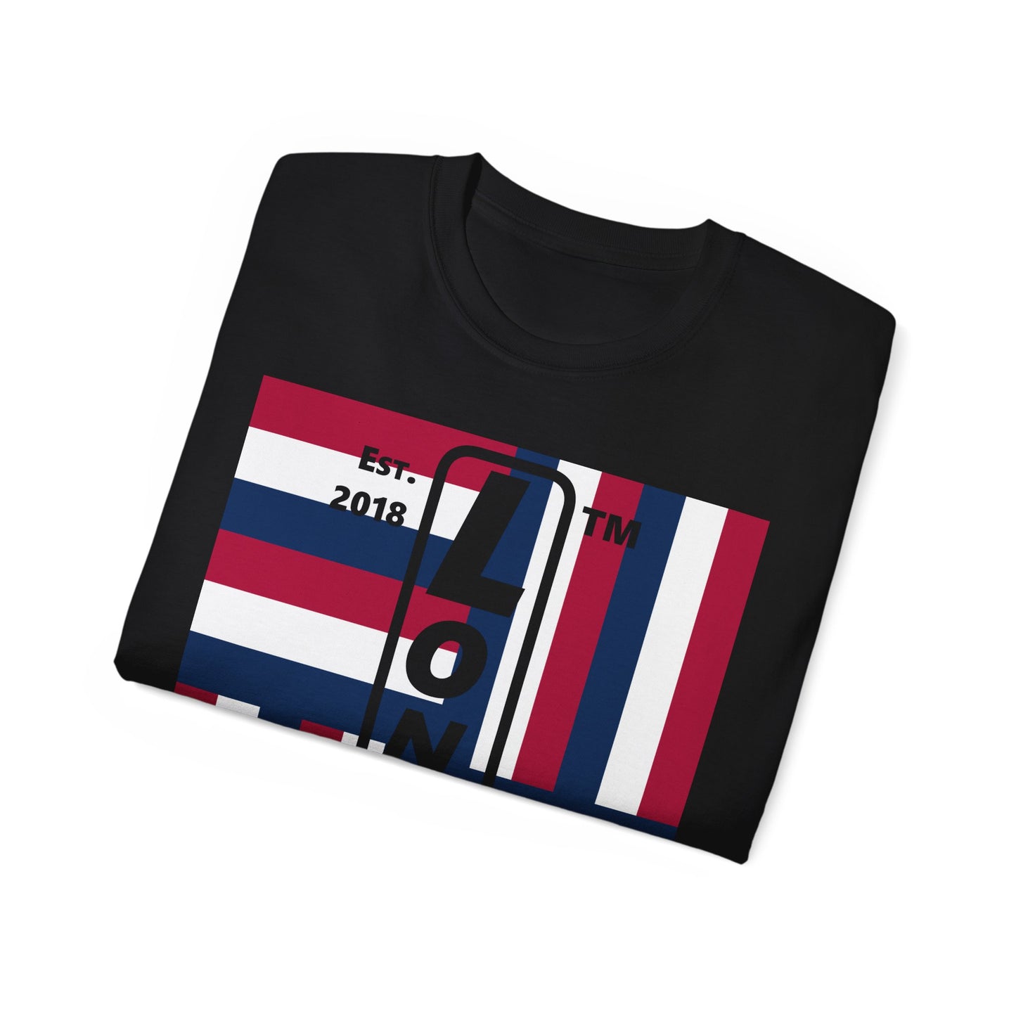 LongD cotton tee negative windmill Hyde Park upright logo (Patriotic colors)