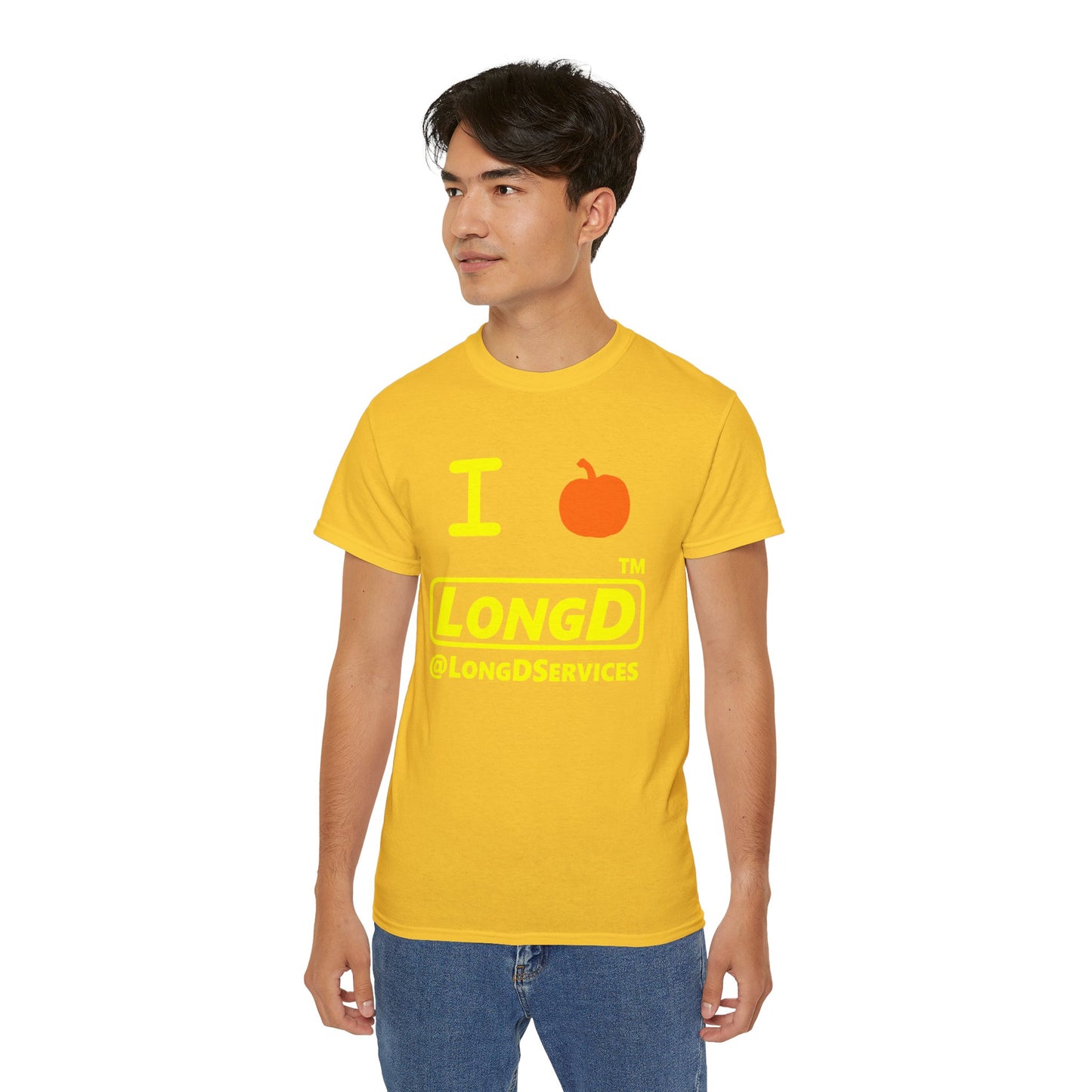 I Pumpkin LongD® Logo Cotton Tee positive yellow basic tag logo
