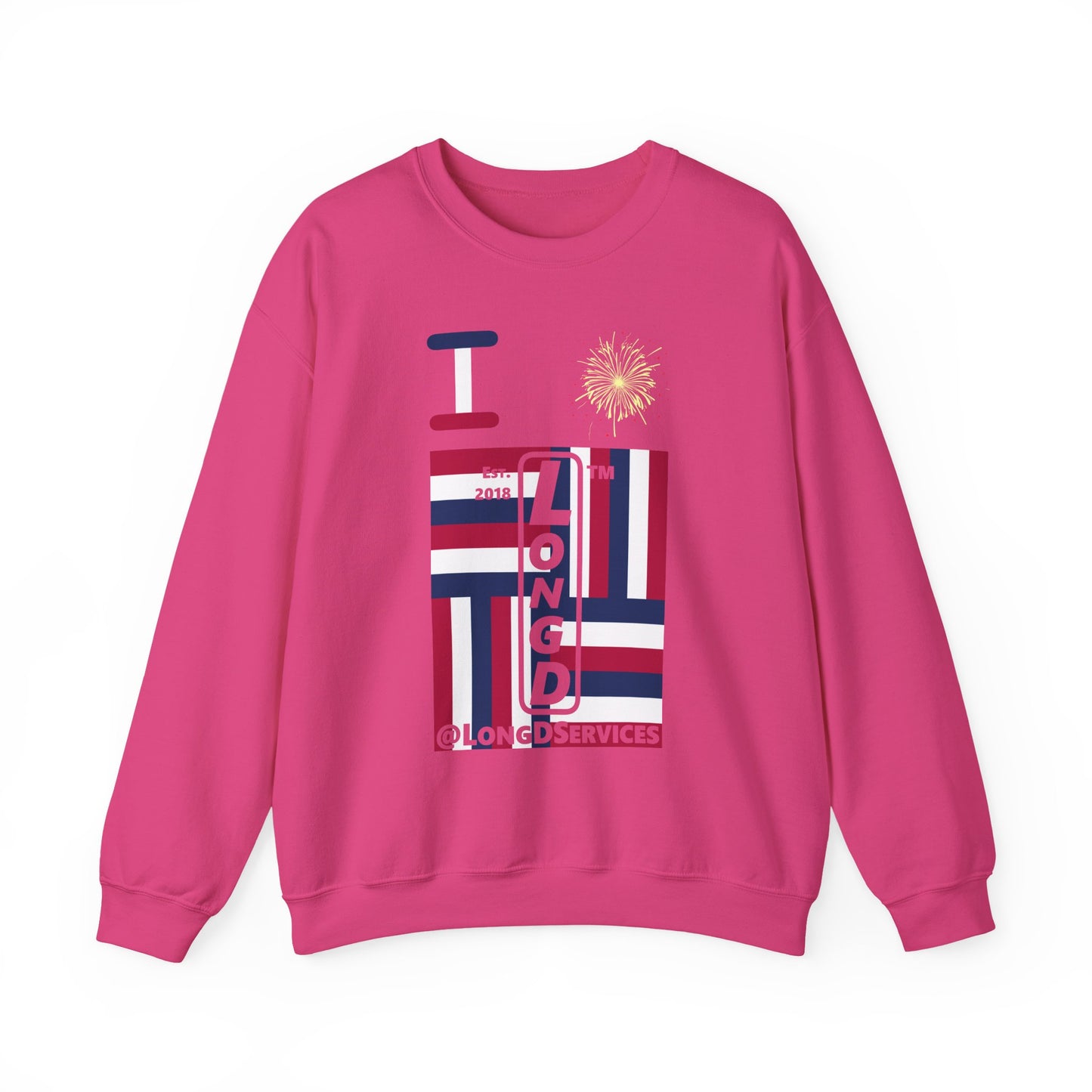 I Burst LongD negative windmill tag upright logo crewneck sweatshirt