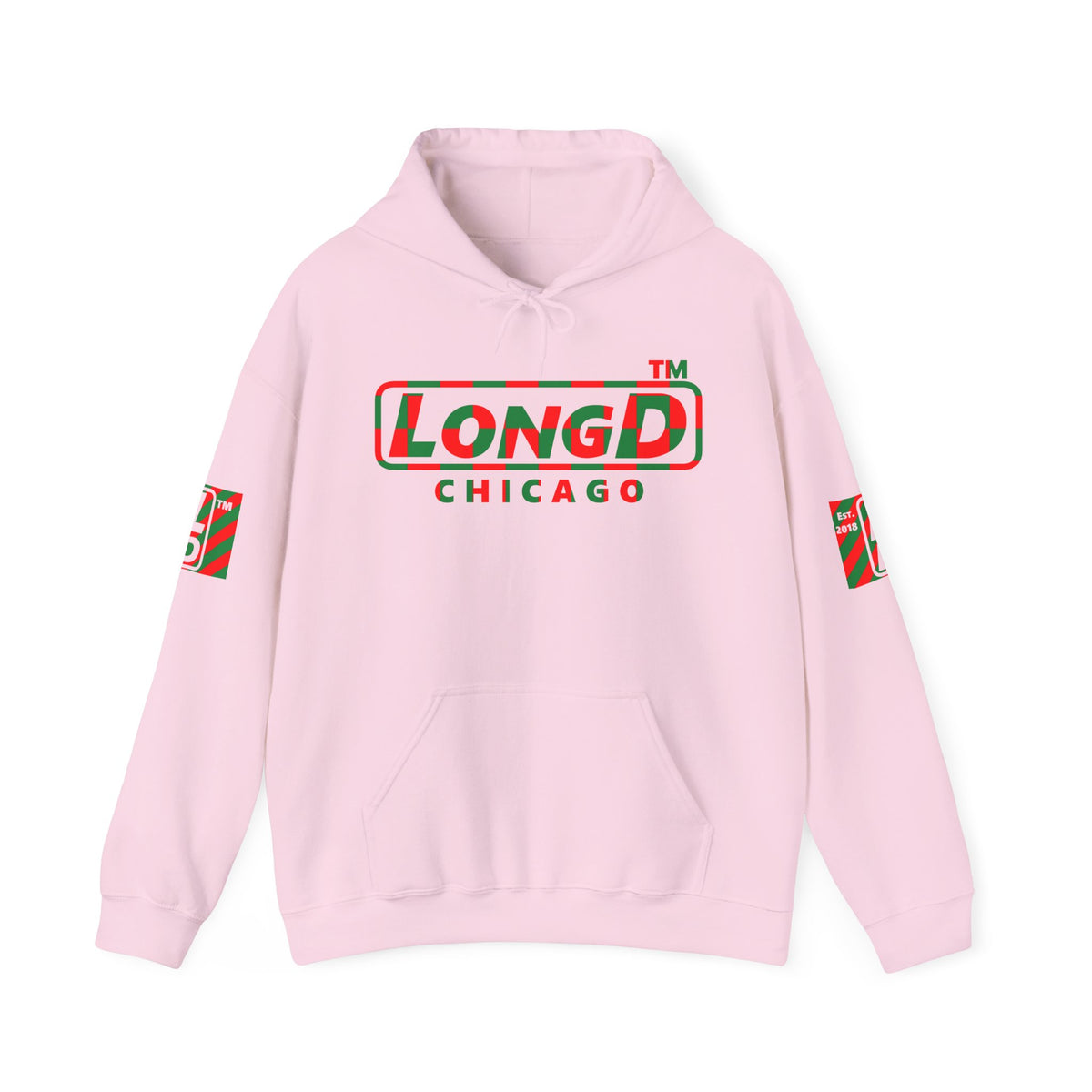 LongD Chicago positive checkered 4-print logo (Xmas colors) hoodie
