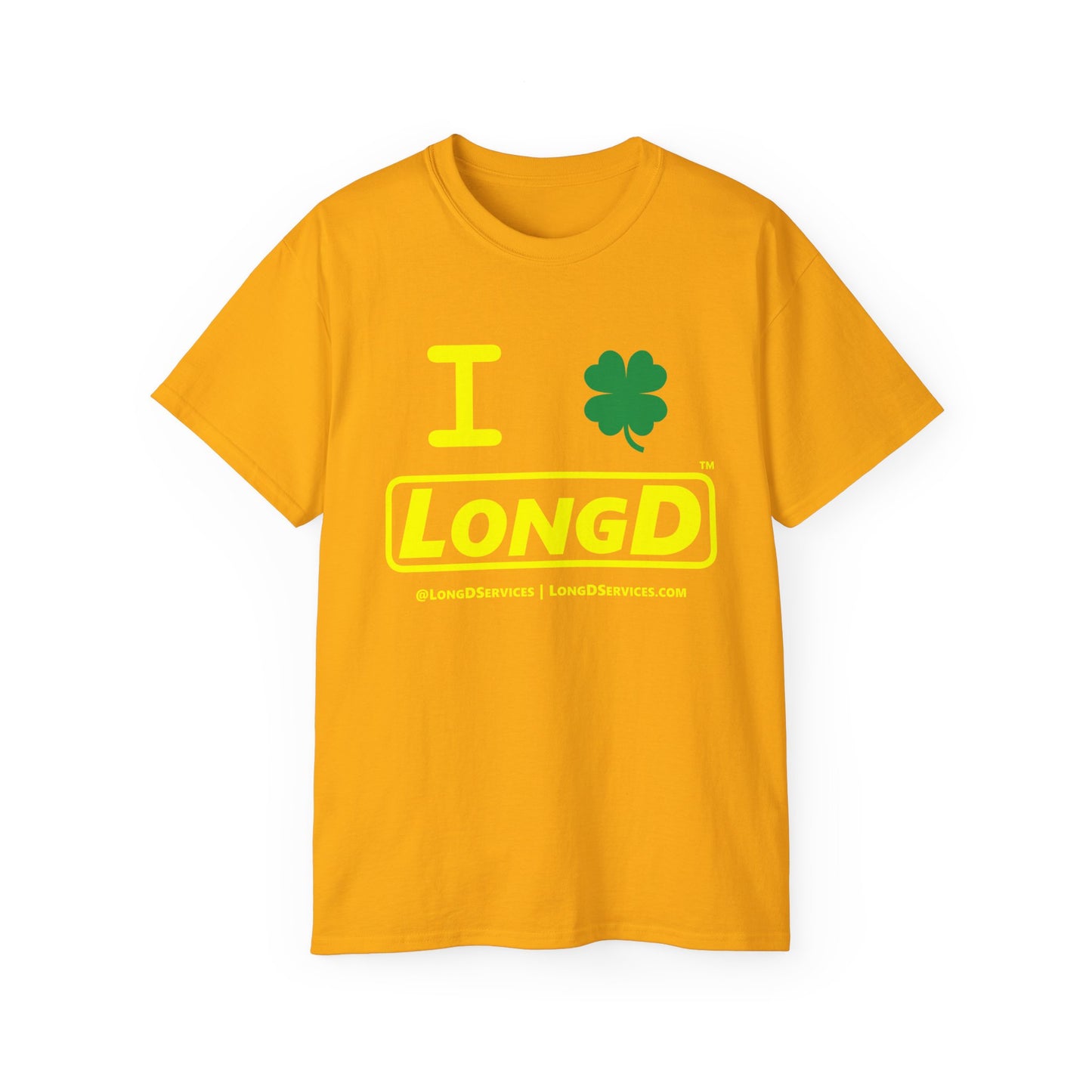 I Clover LongD® Logo Cotton Tee (St. Patrick's Day -Yellow with 4-leaf clover)
